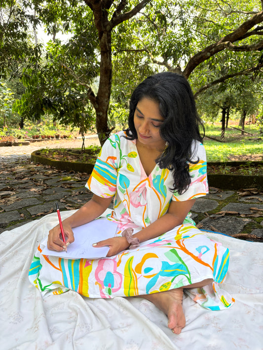Marbled Rayon Shirt Dress