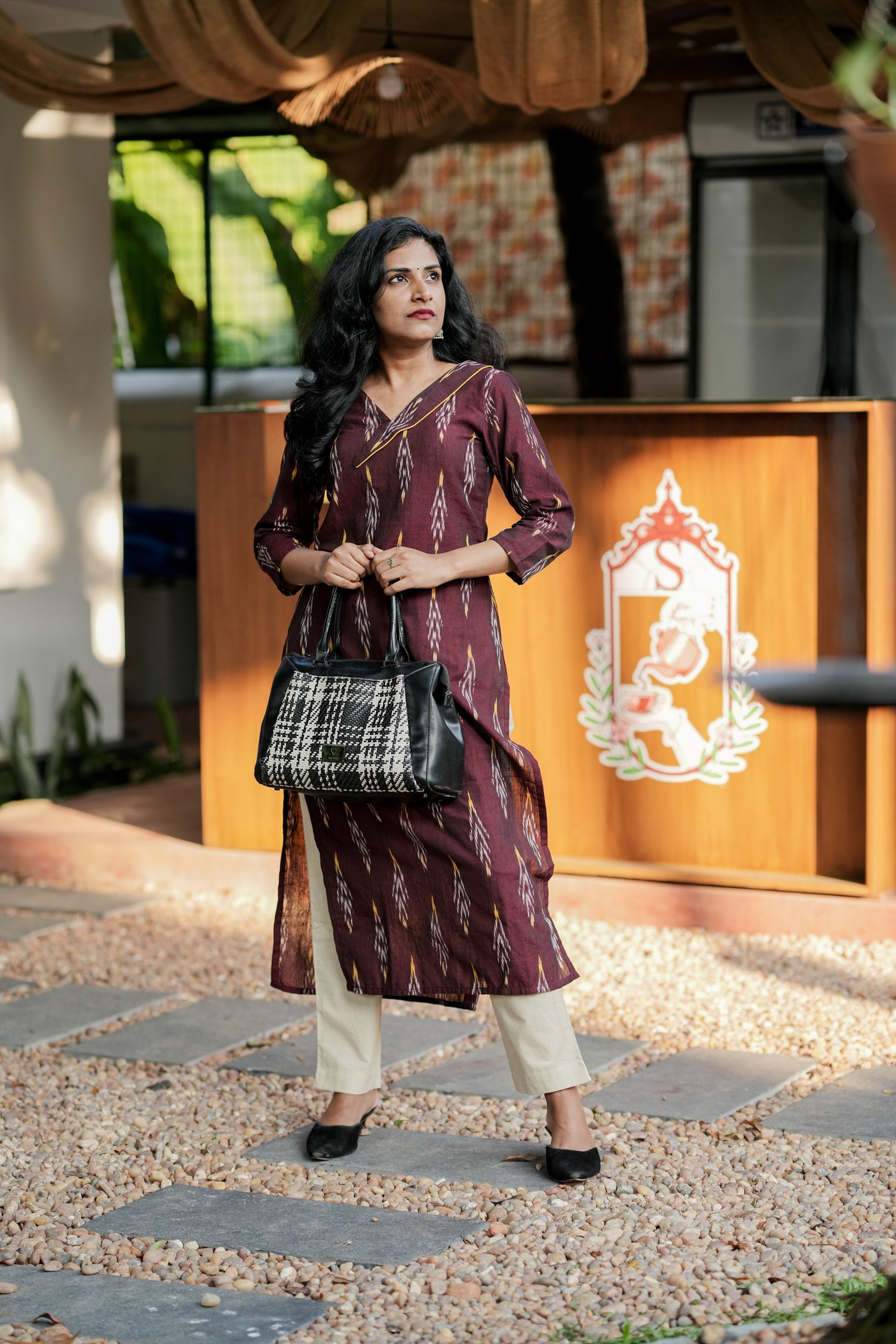 Maroon Ikkat Kurti
