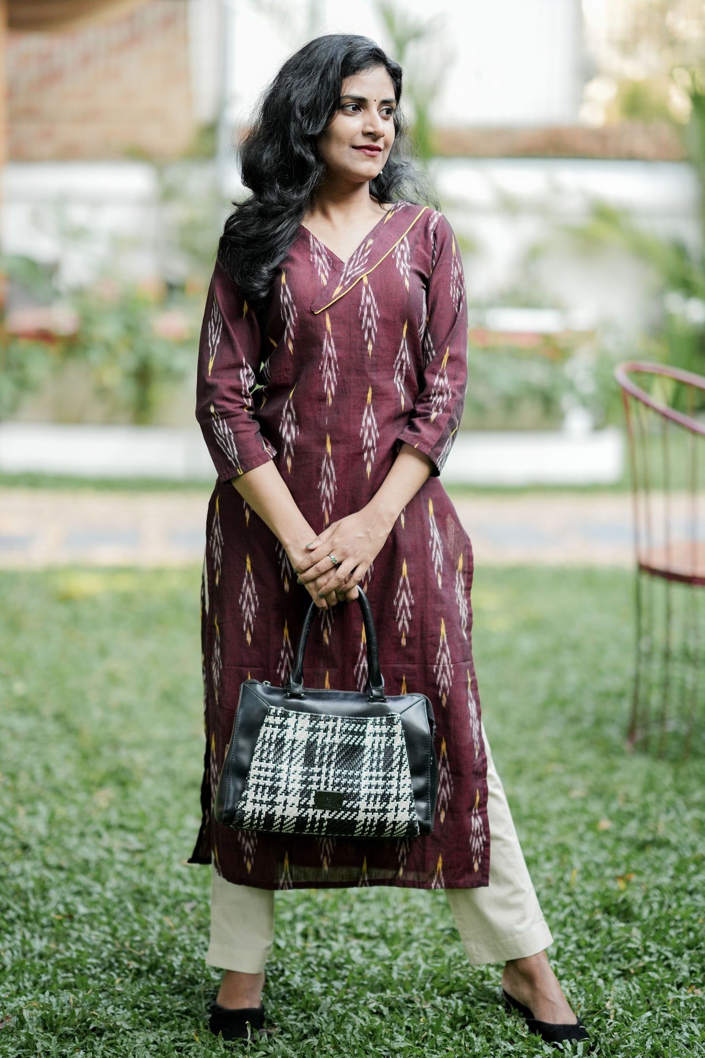 Maroon Ikkat Kurti