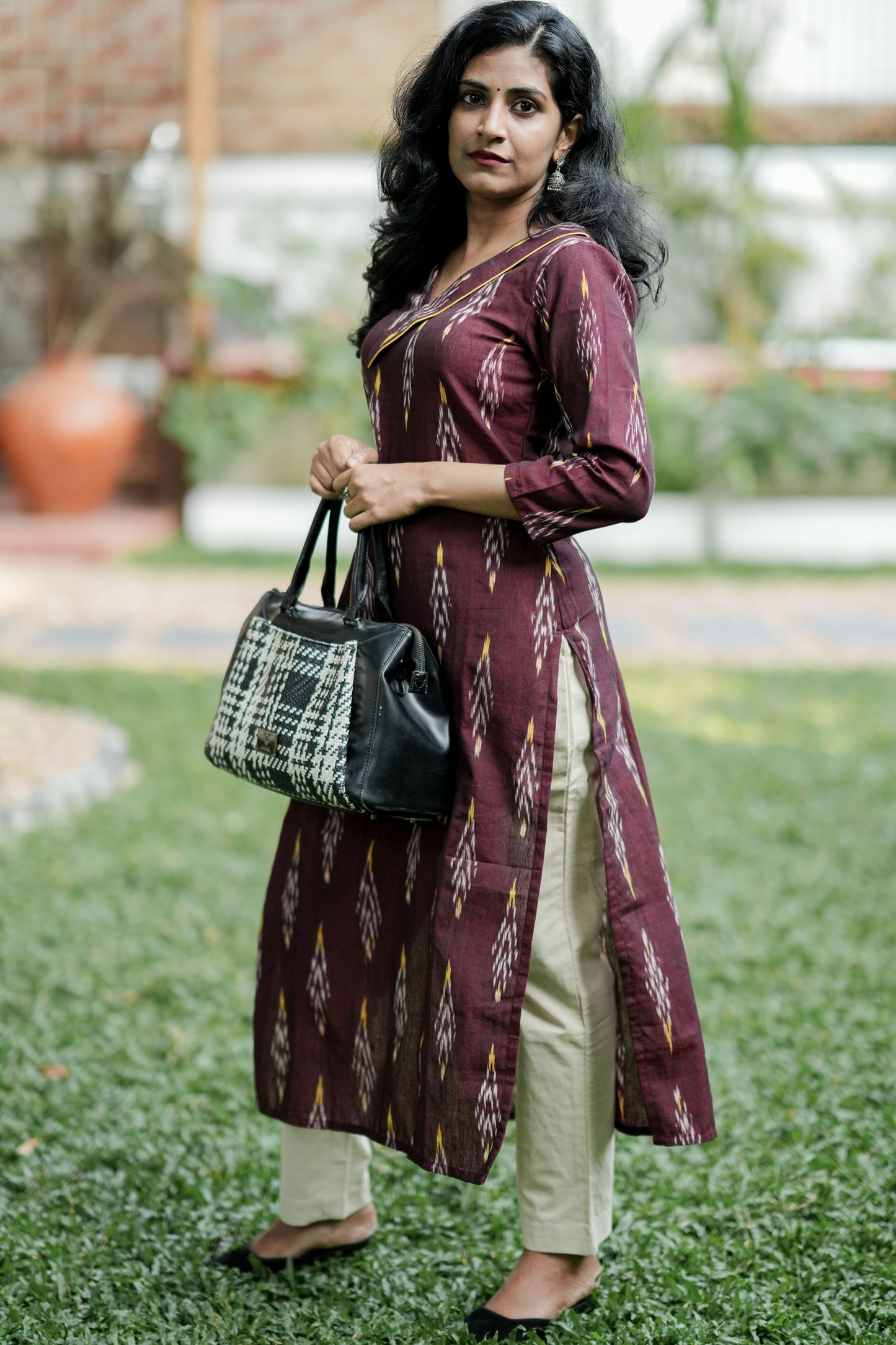 Maroon Ikkat Kurti