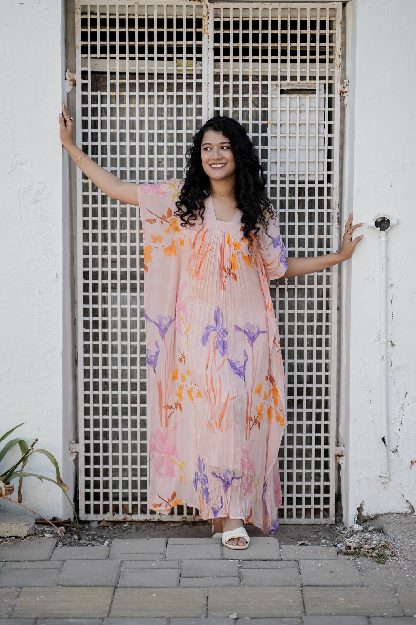 Peach Floral Kaftan