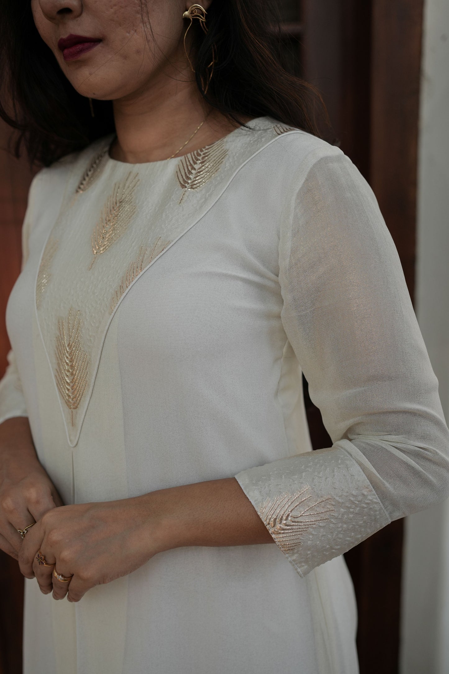 White Shimmer Georgete Partwear Dress