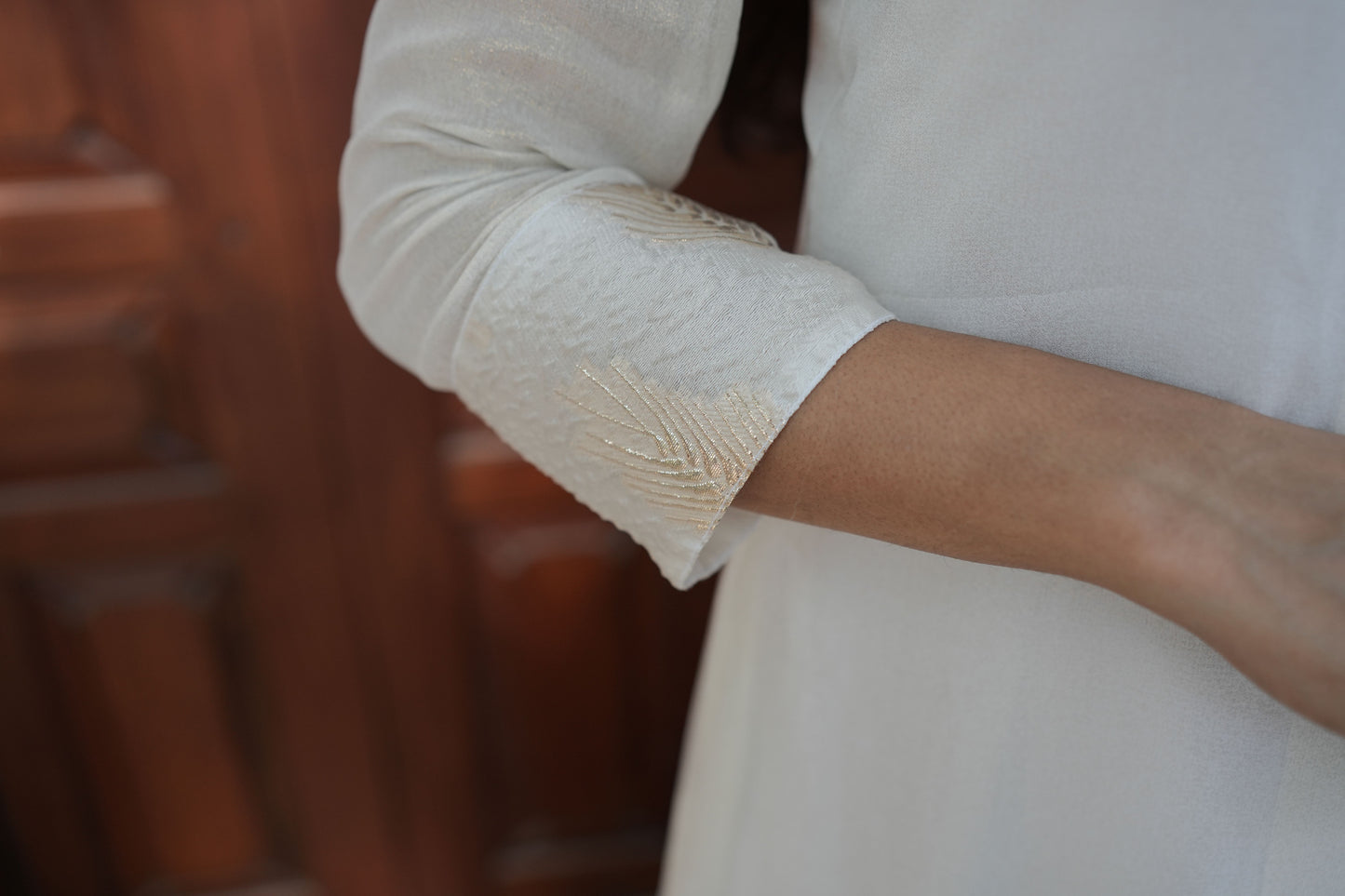 White Shimmer Georgete Partwear Dress
