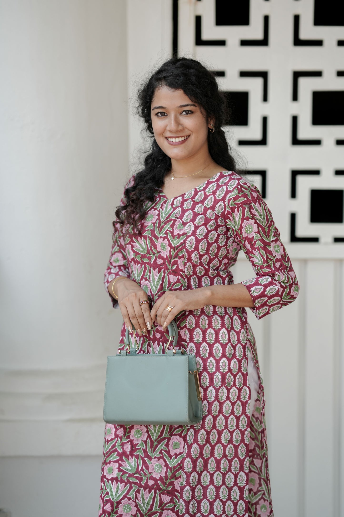 Red Floral MulCotton Kurti