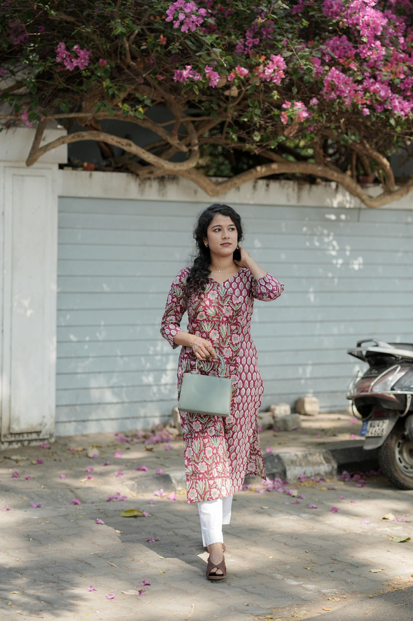 Red Floral MulCotton Kurti