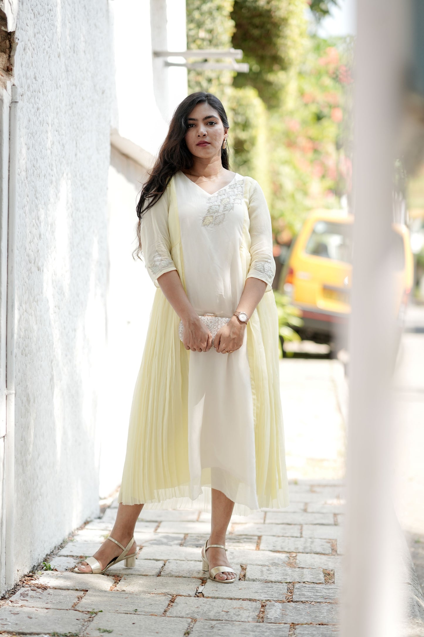 Yellow applique dress