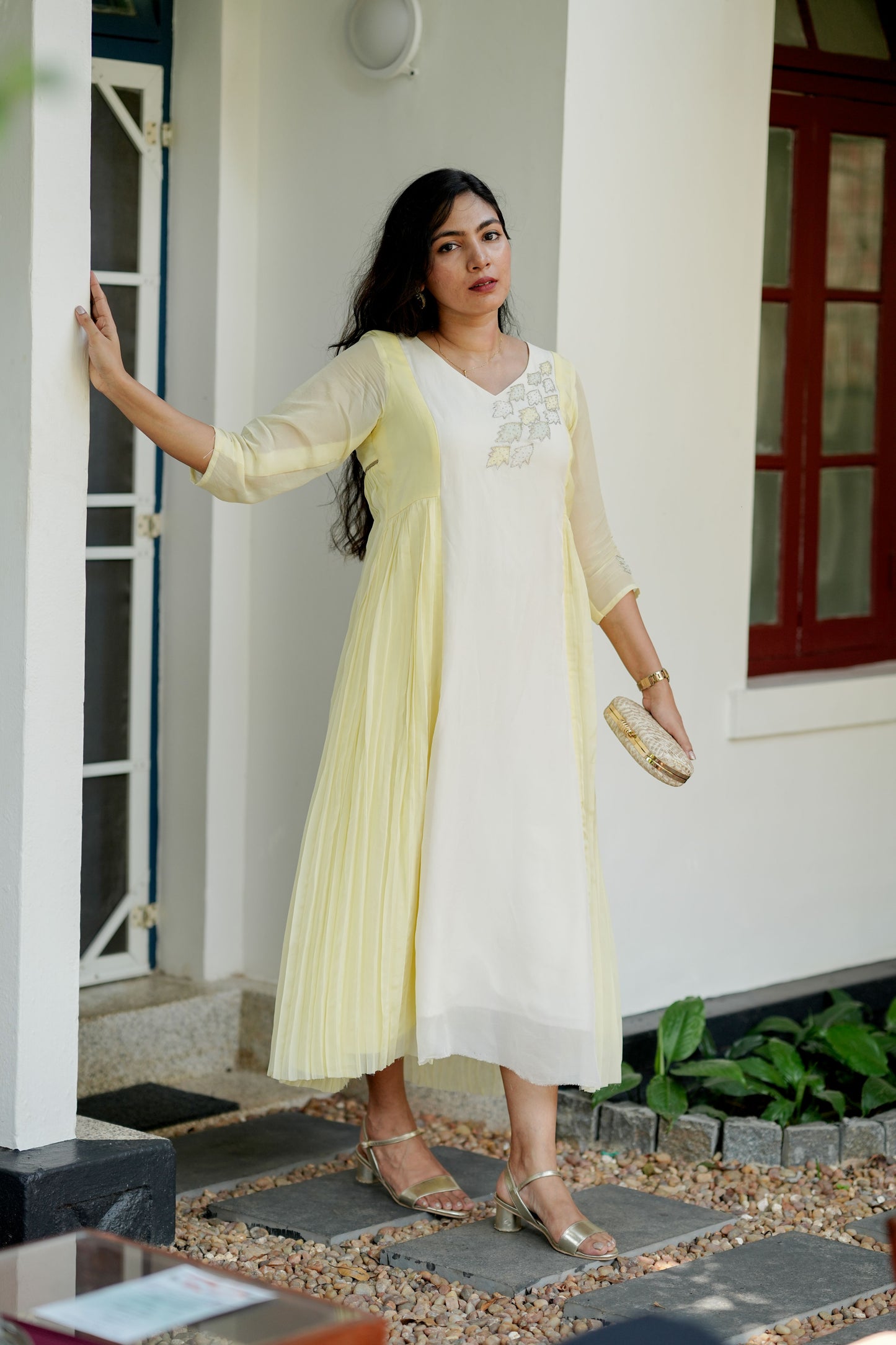 Yellow applique dress