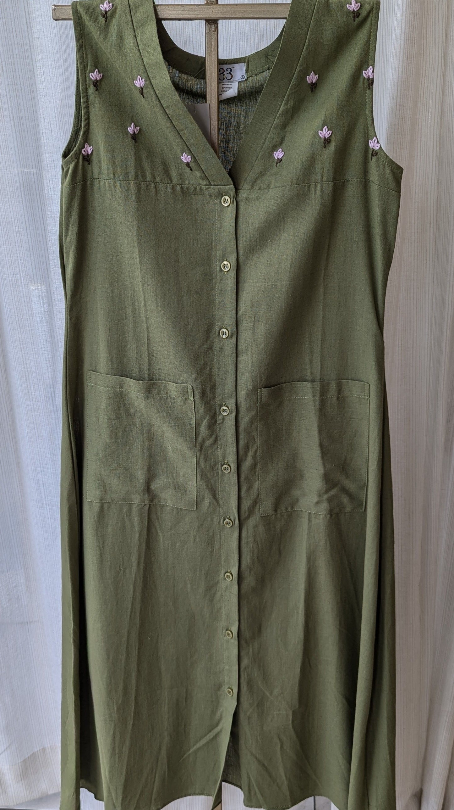 Green C-Linen Dress