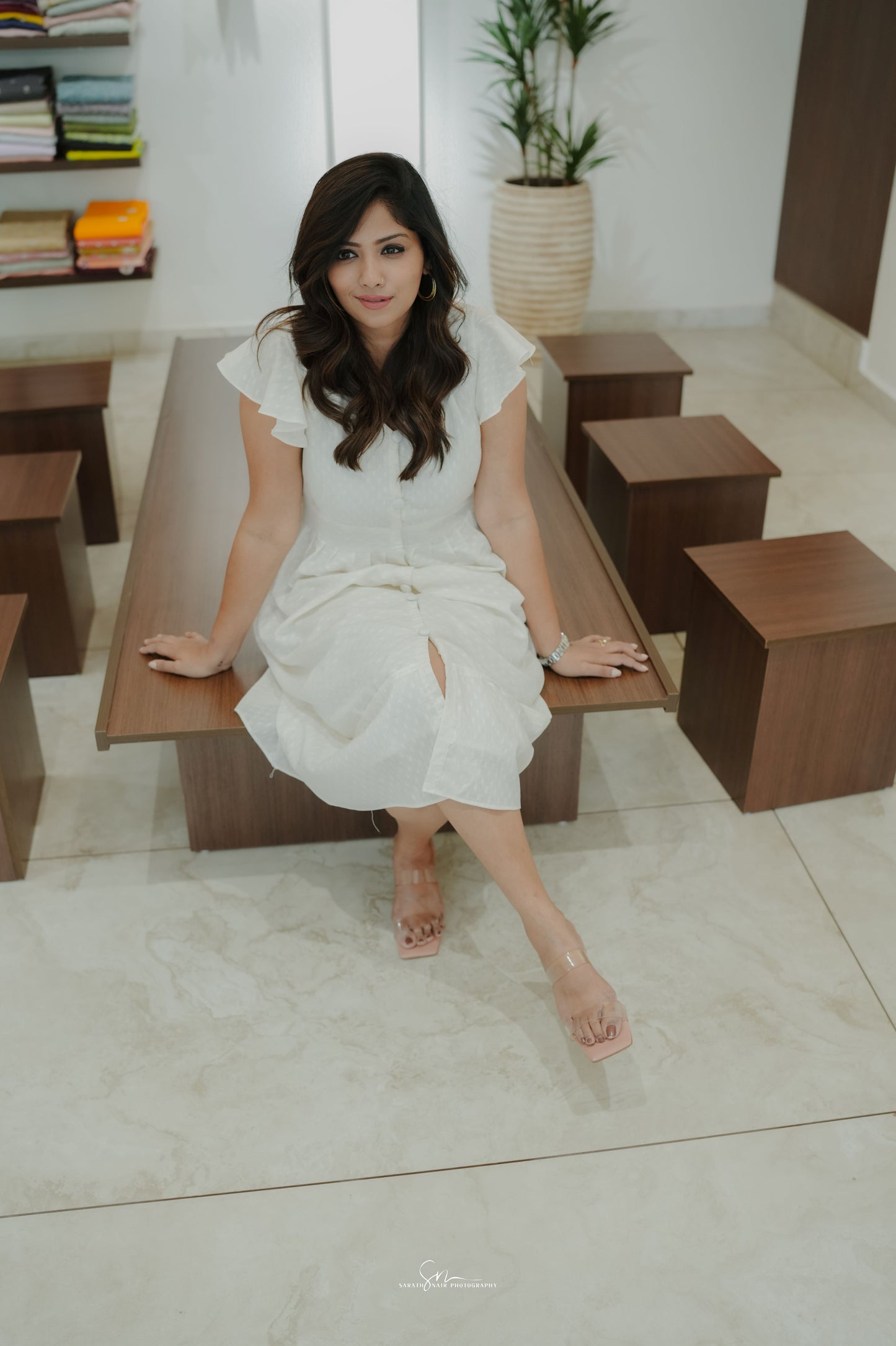 White Dhobby Cotton Dress