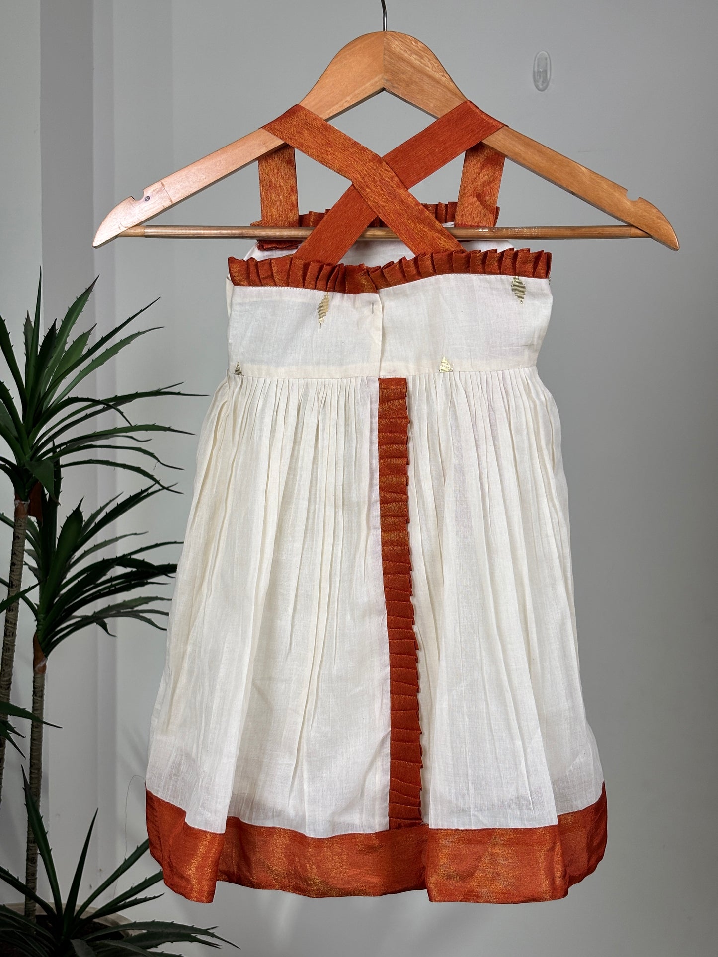 Ivorry & Rust orange Frill Dress