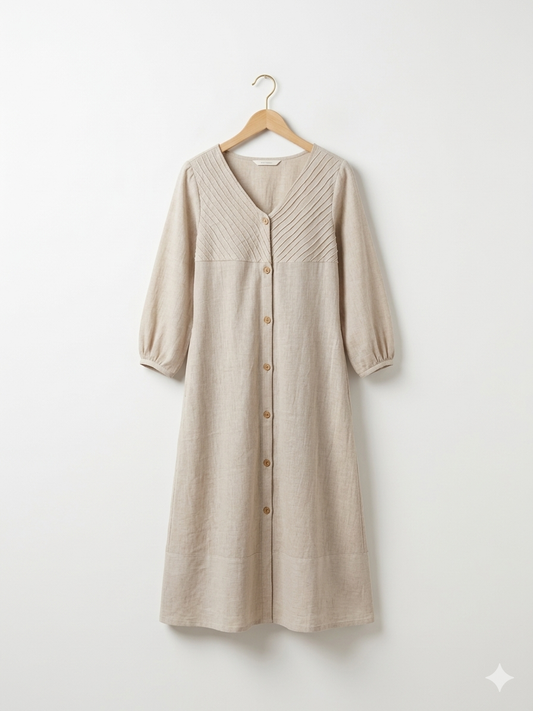 Jute Shirt Pintuck Dress