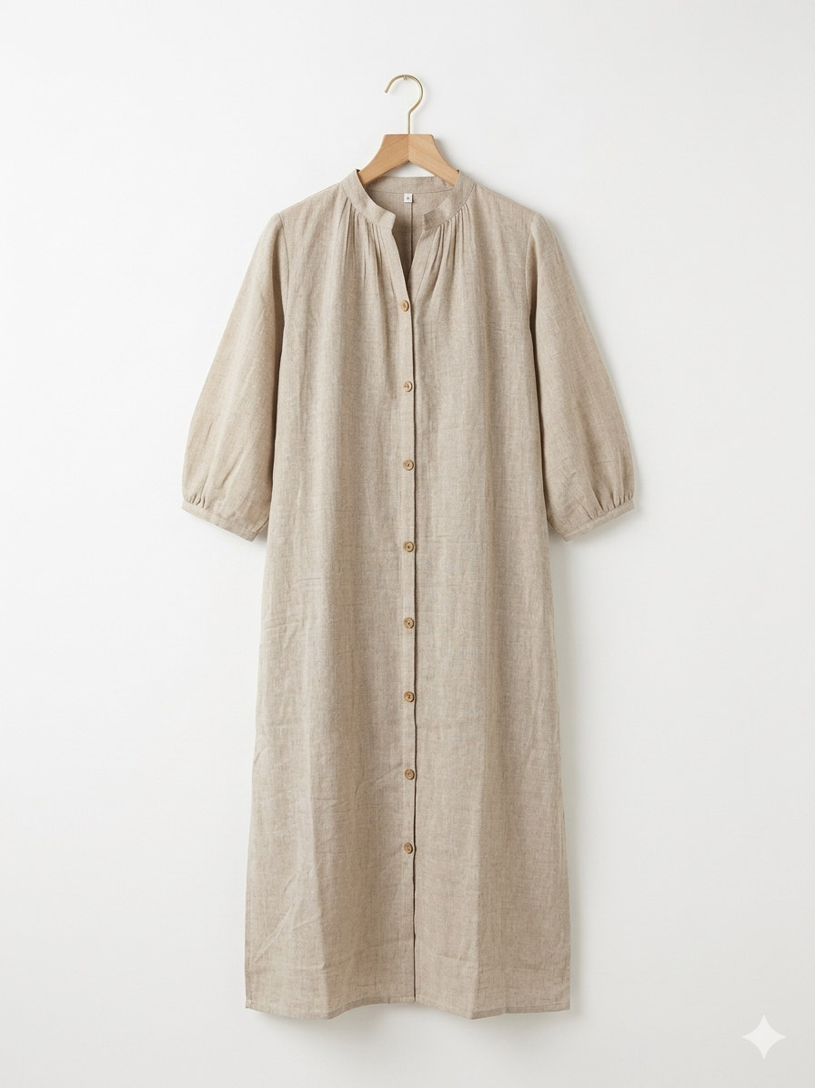 Natural Jute Shirt Dress