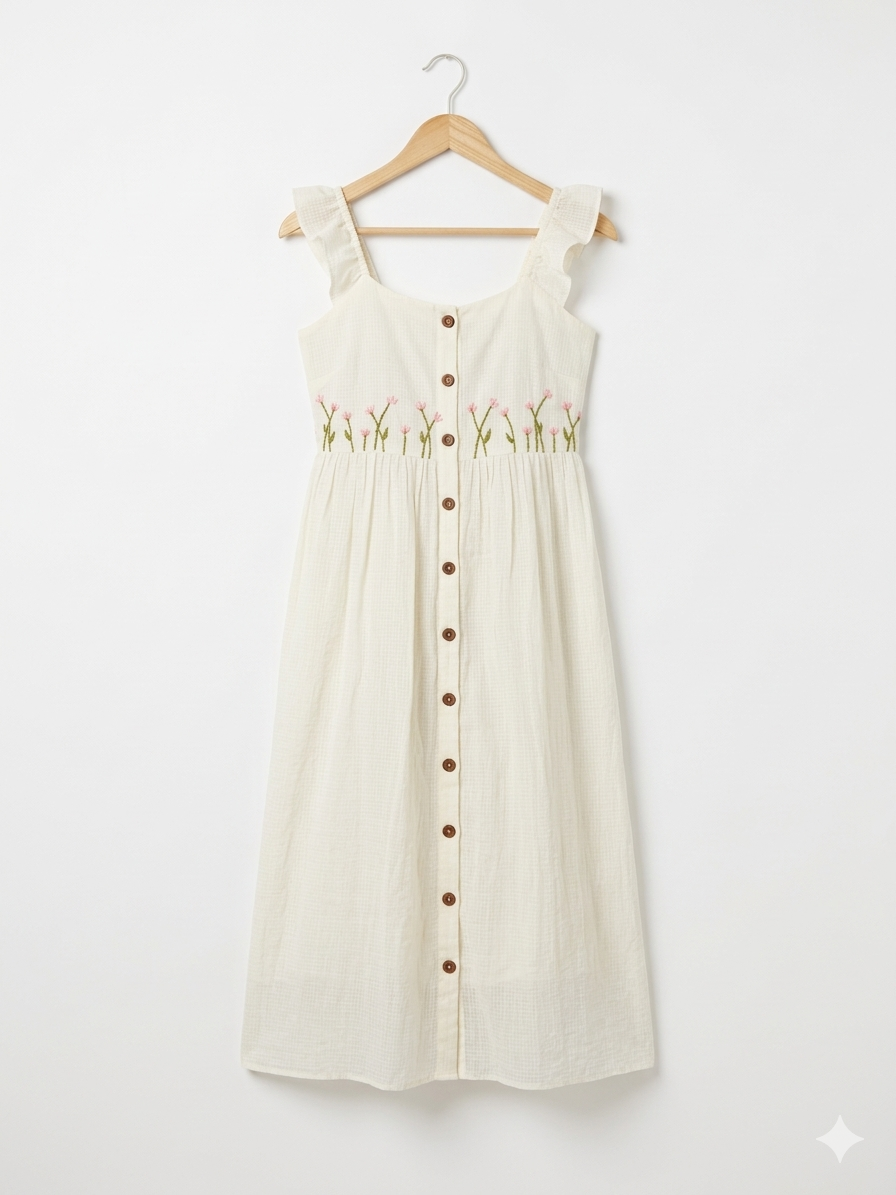 Amara floral Embroidered Kota Dress