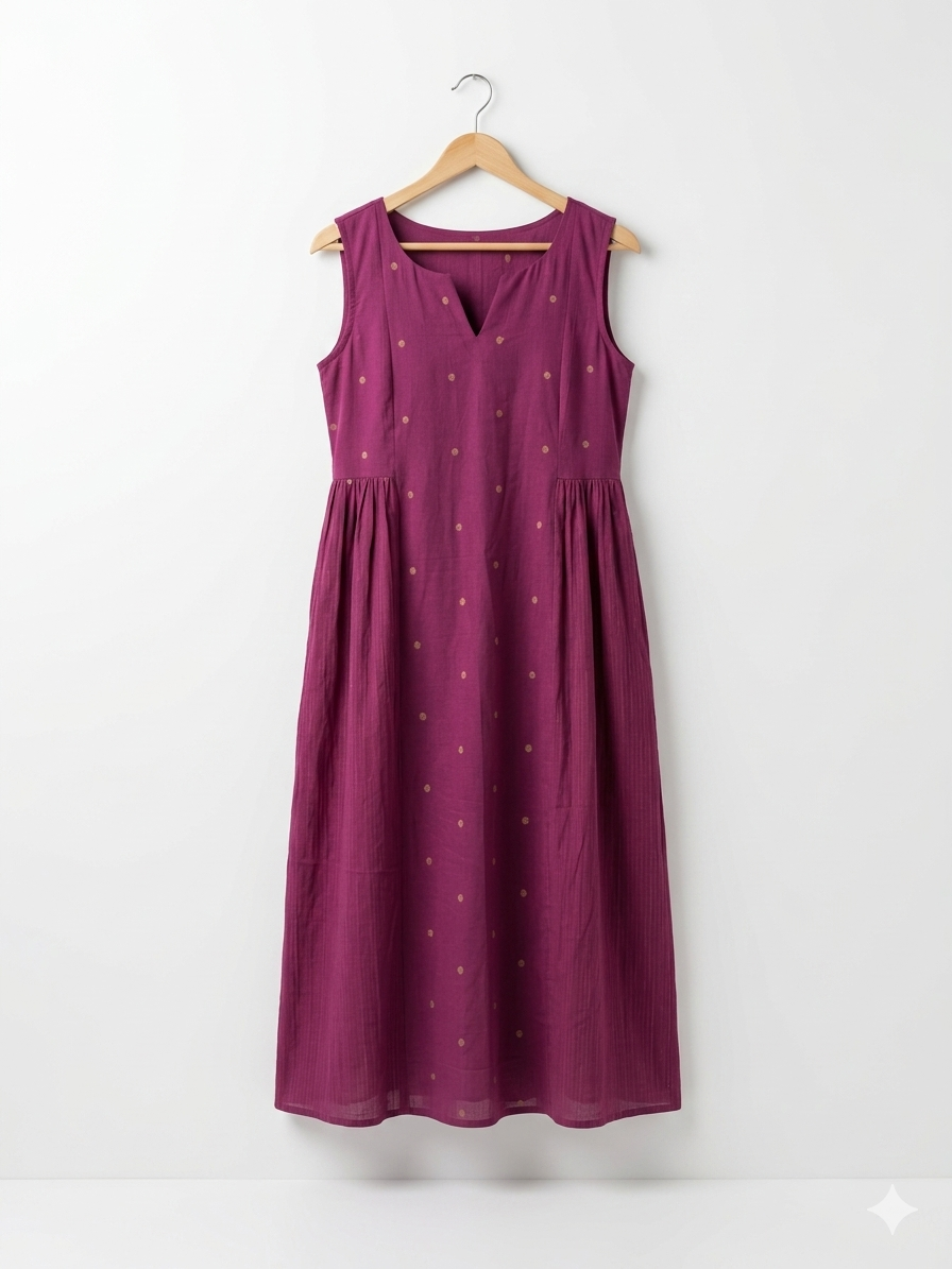 Magenta Buta & Beam Cotton Dress