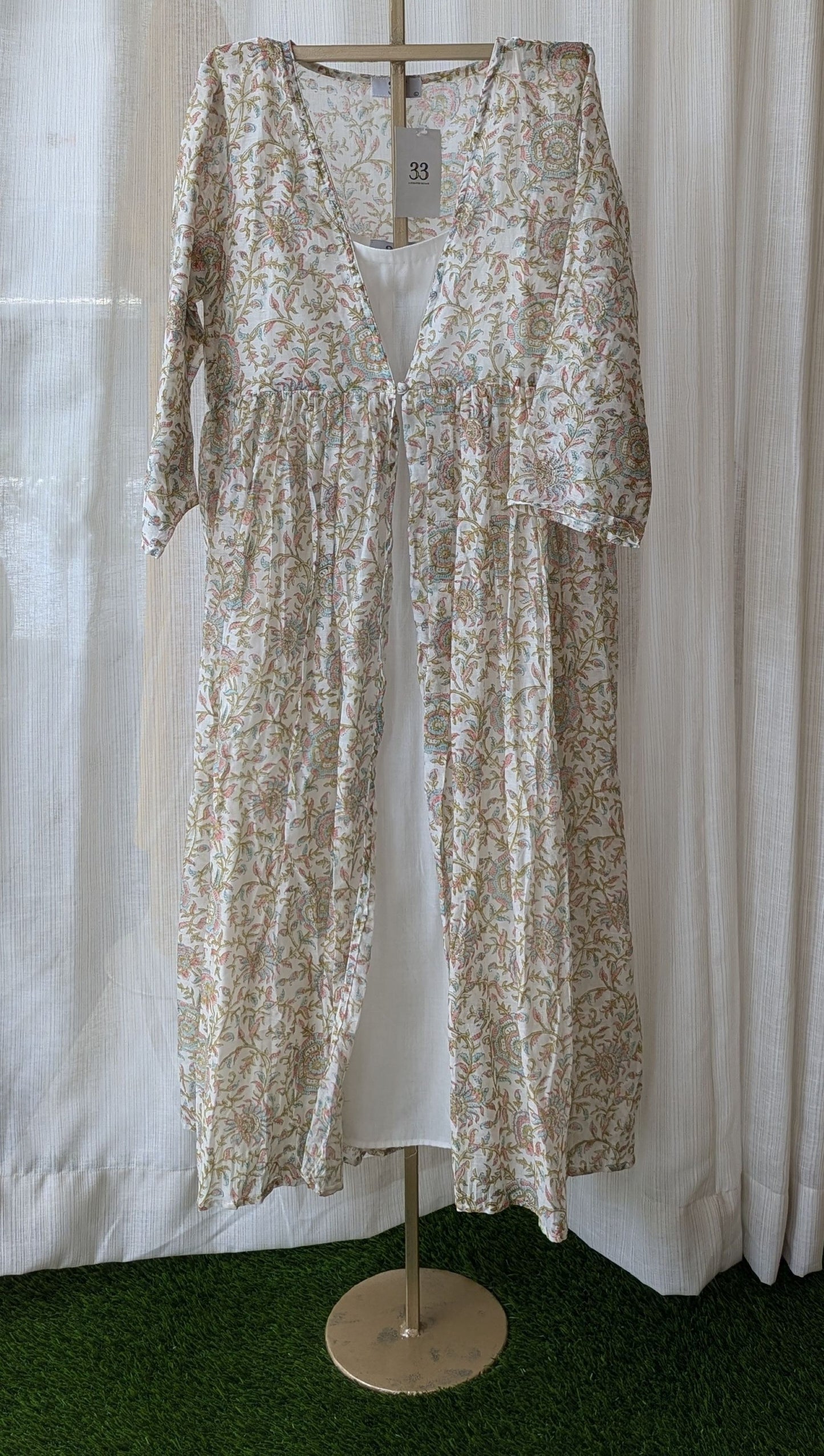 Printed Chanderi Jacket And White Slip