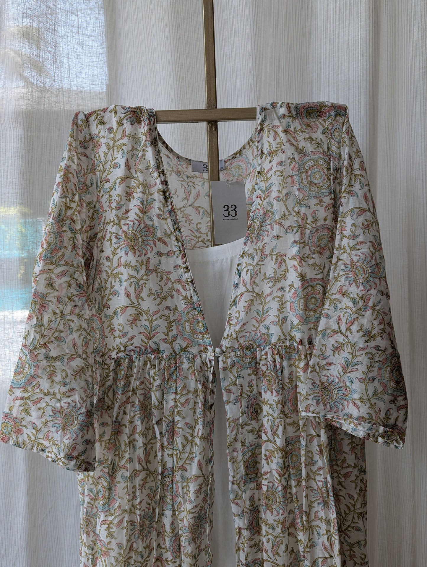 Printed Chanderi Jacket And White Slip