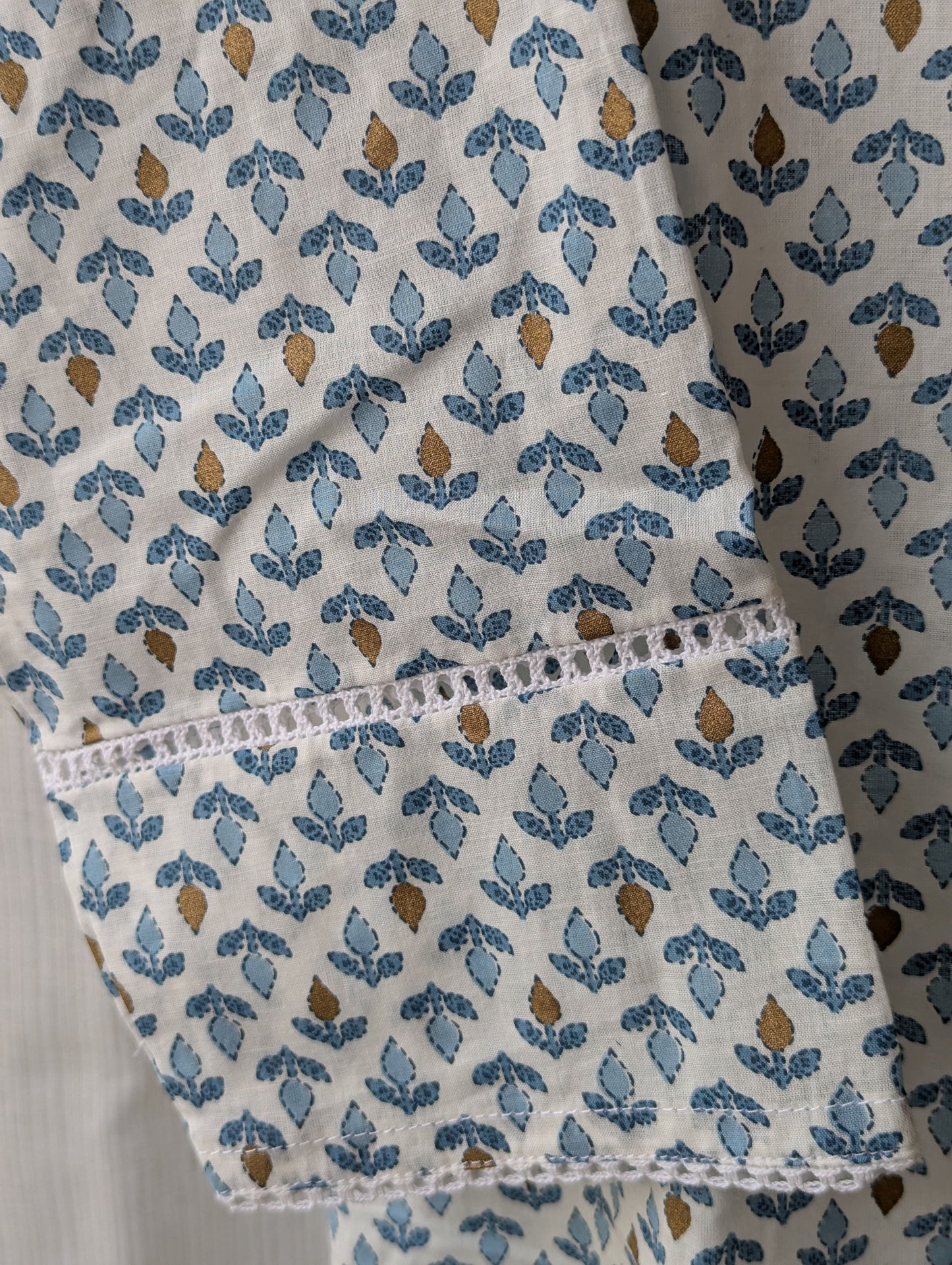 White and Blue Cotton Co-Ord Set