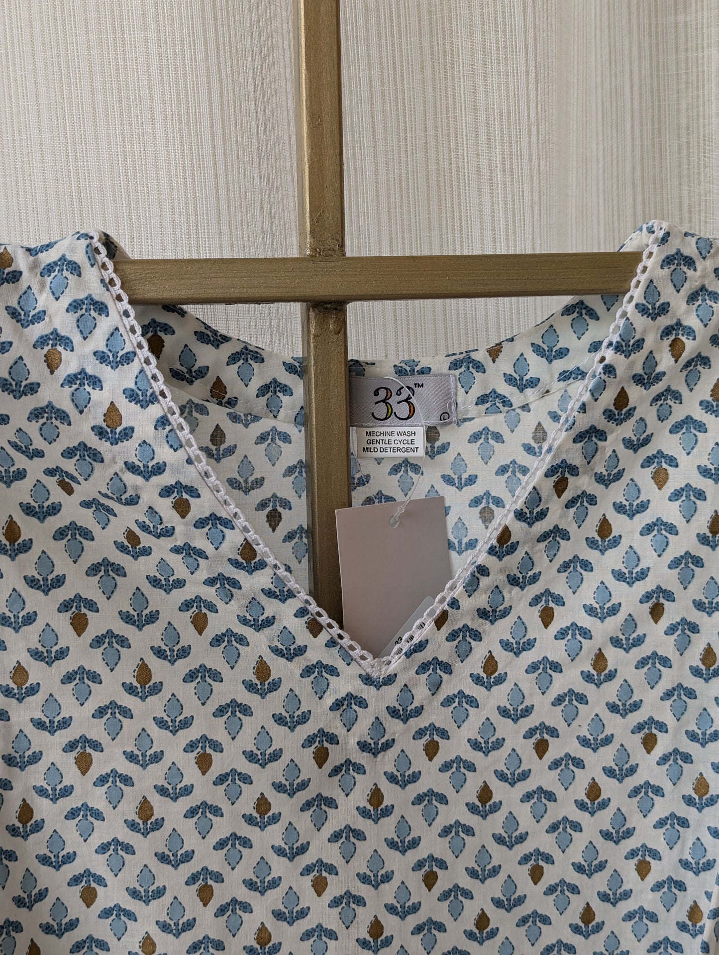 White and Blue Cotton Co-Ord Set