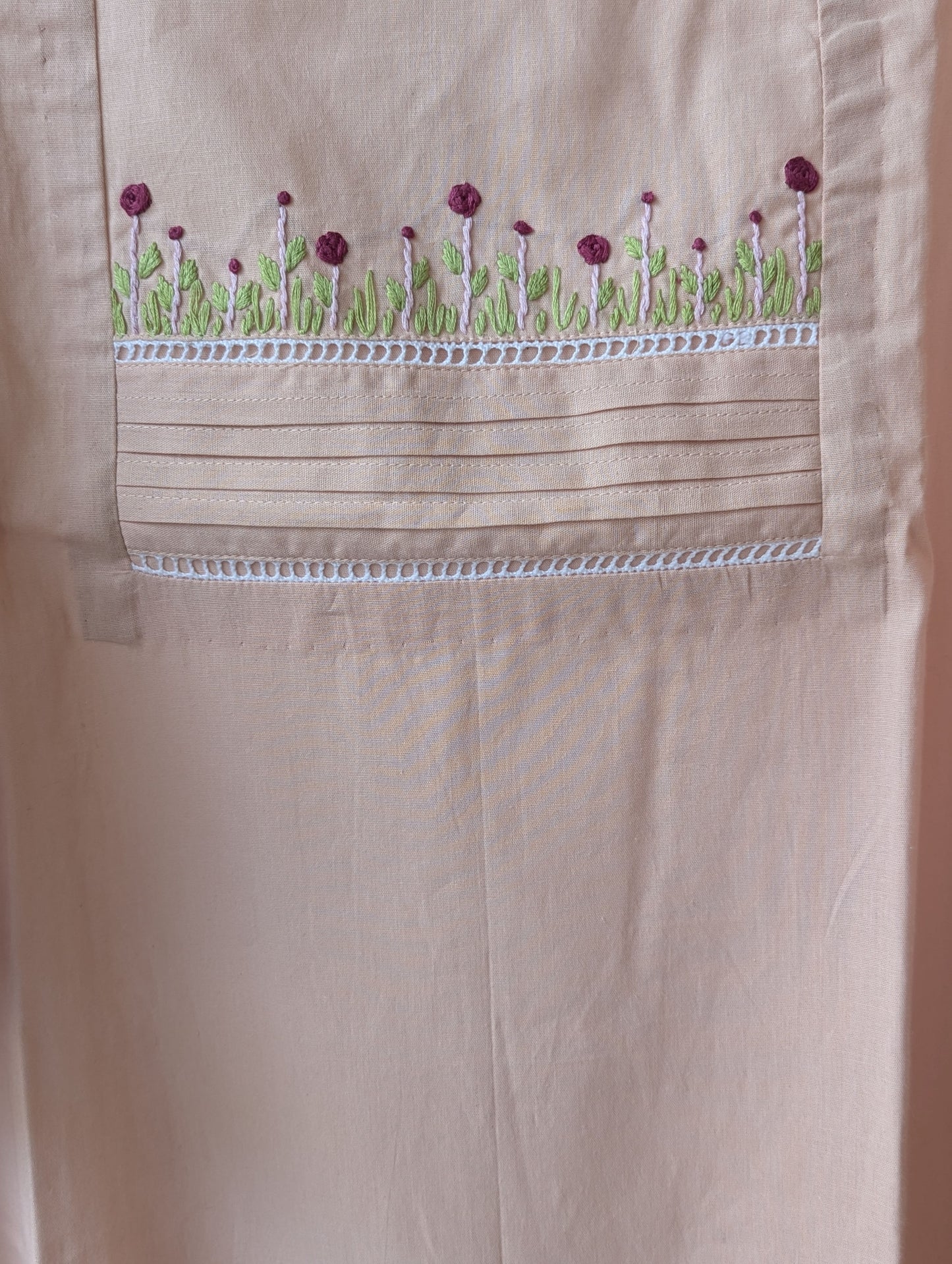 Pink Cotton Embr +Running Kurti