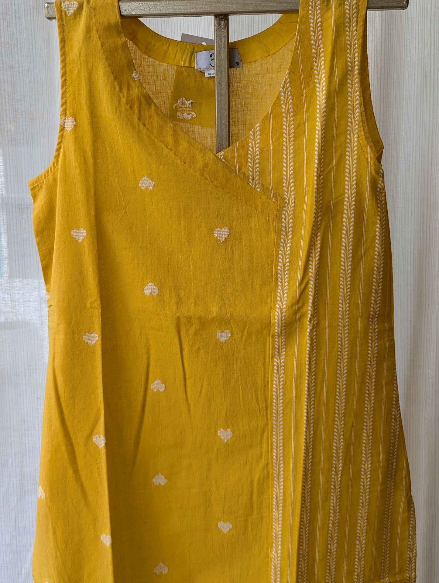 Yellow Handloom Cotton Sleeveless Dress