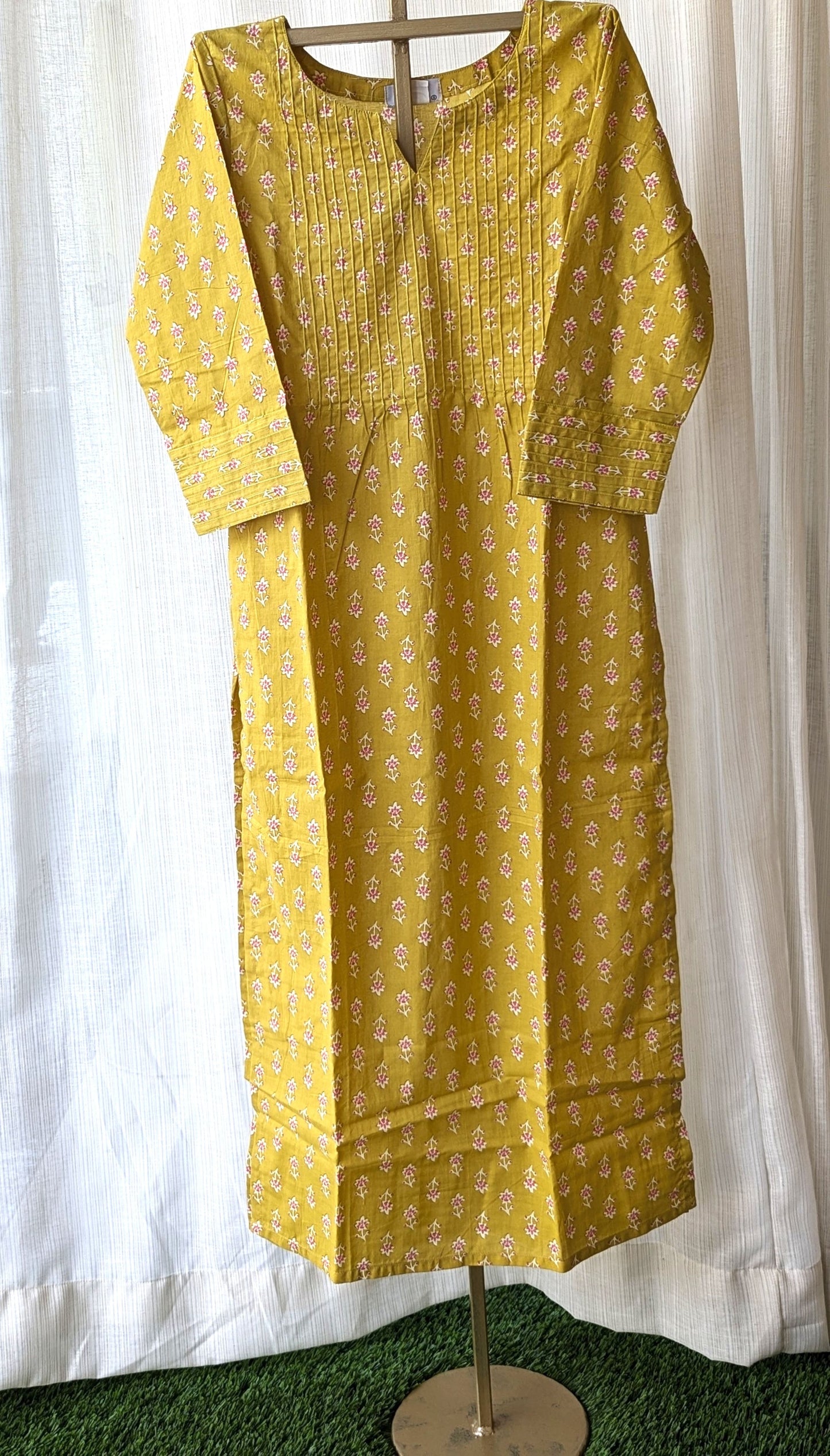 Mustard Yellow Pintuck Kurti