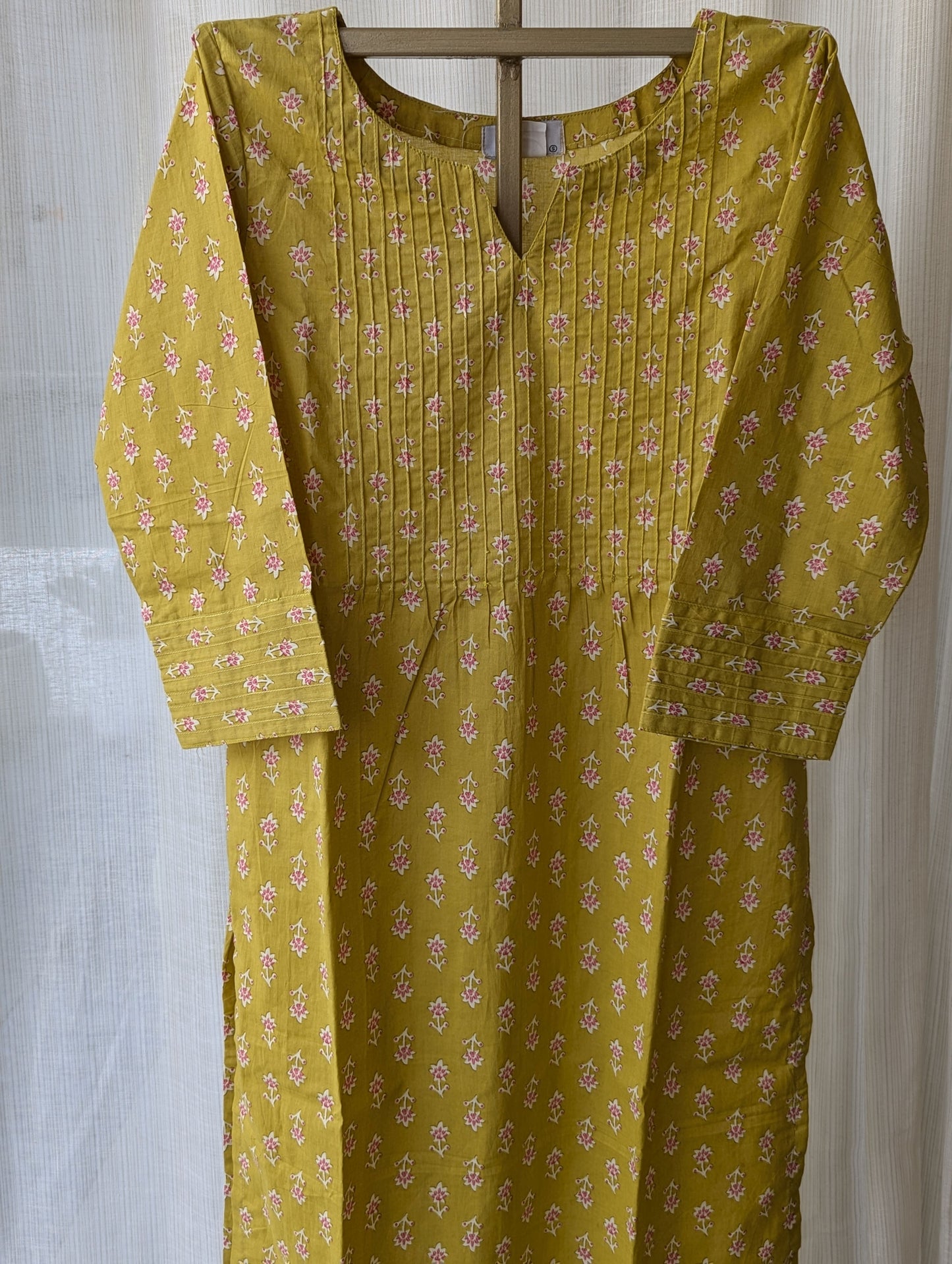 Mustard Yellow Pintuck Kurti