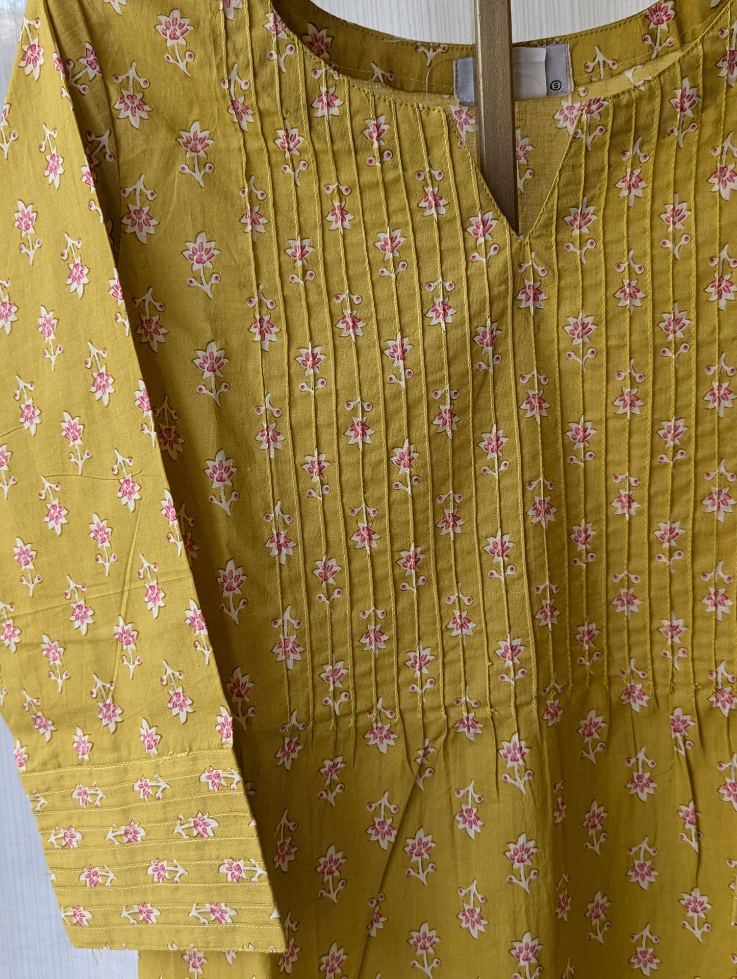Mustard Yellow Pintuck Kurti