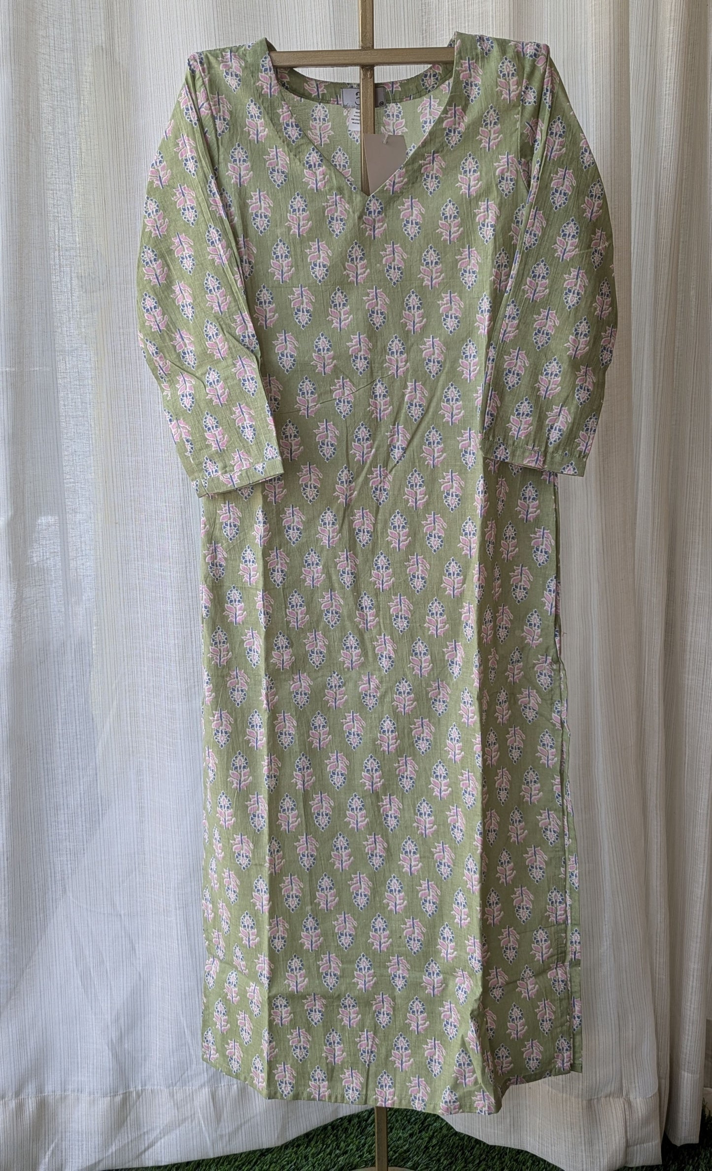 Pista Green Cotton Kurti