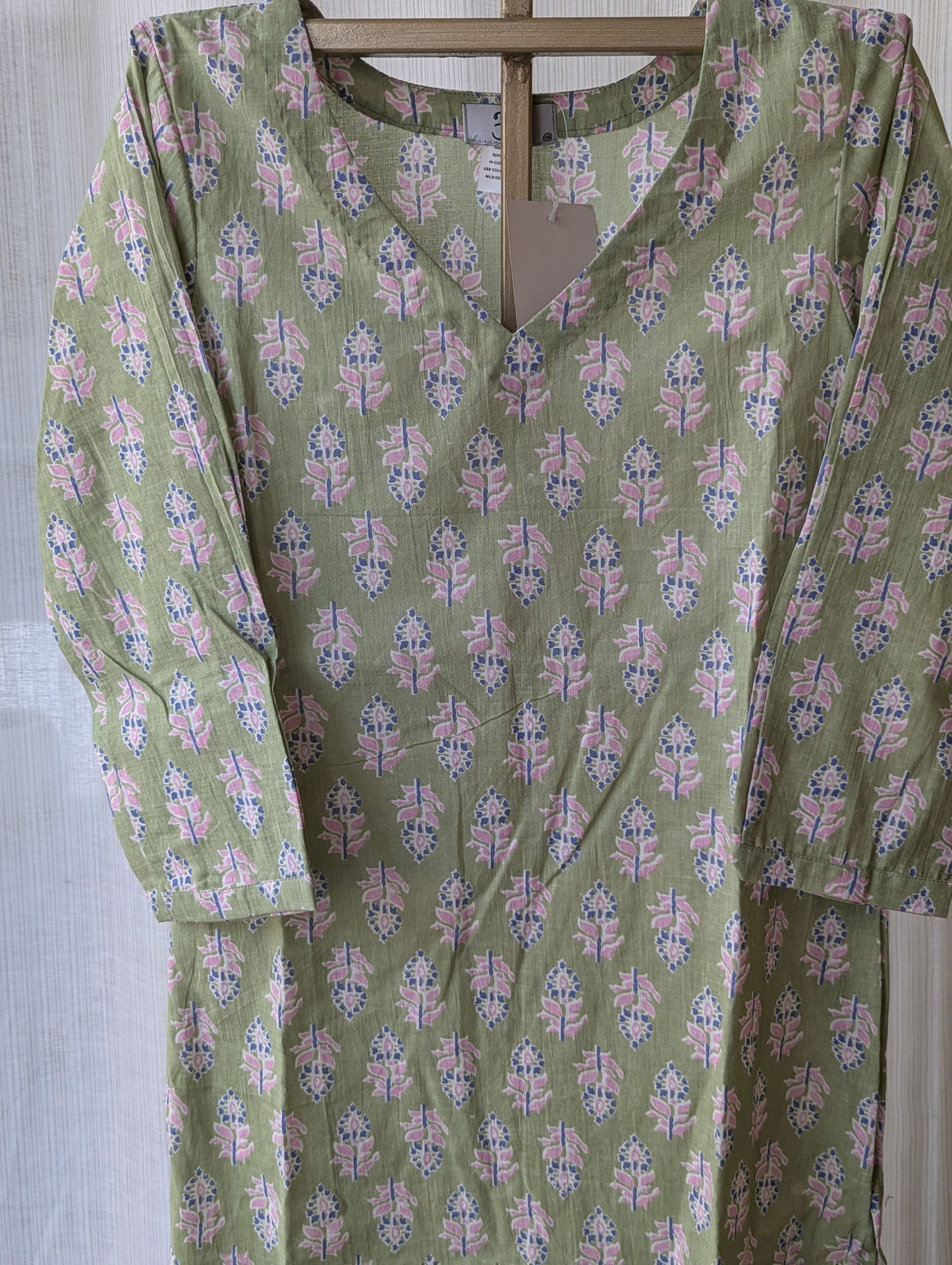 Pista Green Cotton Kurti