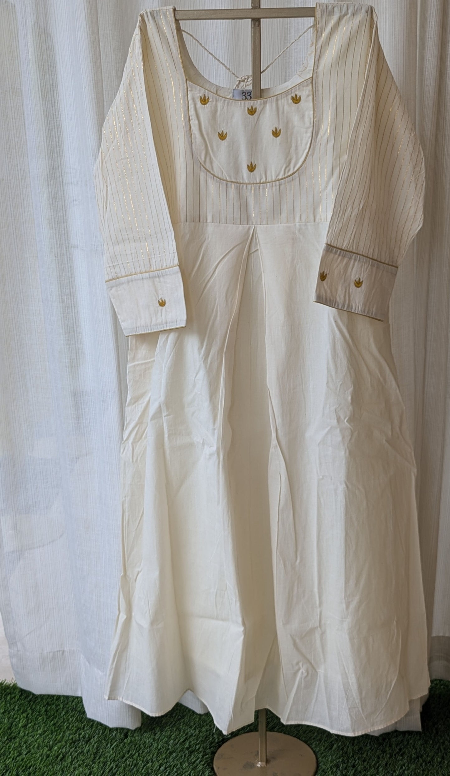 Kora Cotton Stripe Hand Work Dress