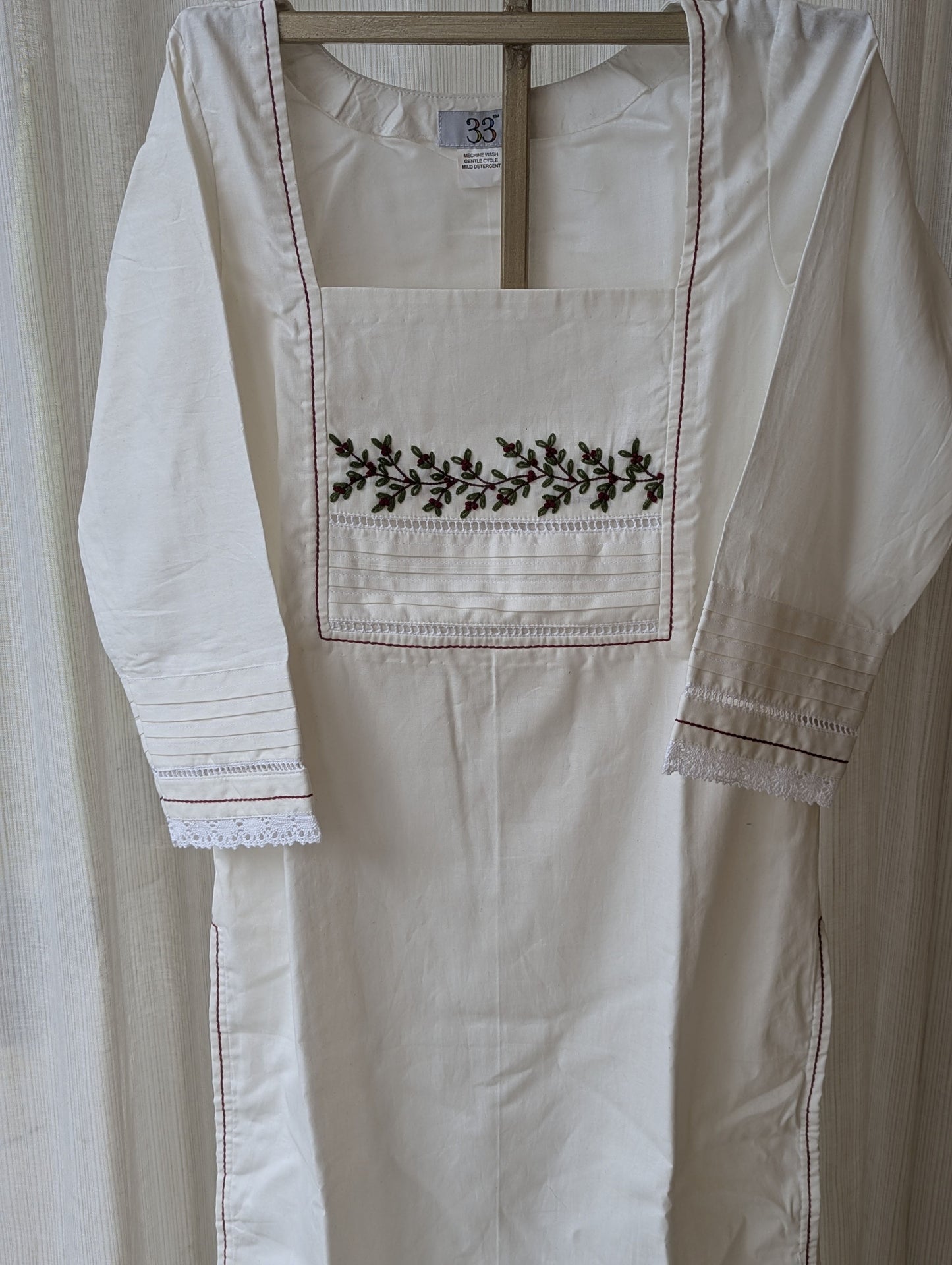 Cotton White Hand Work Kurti