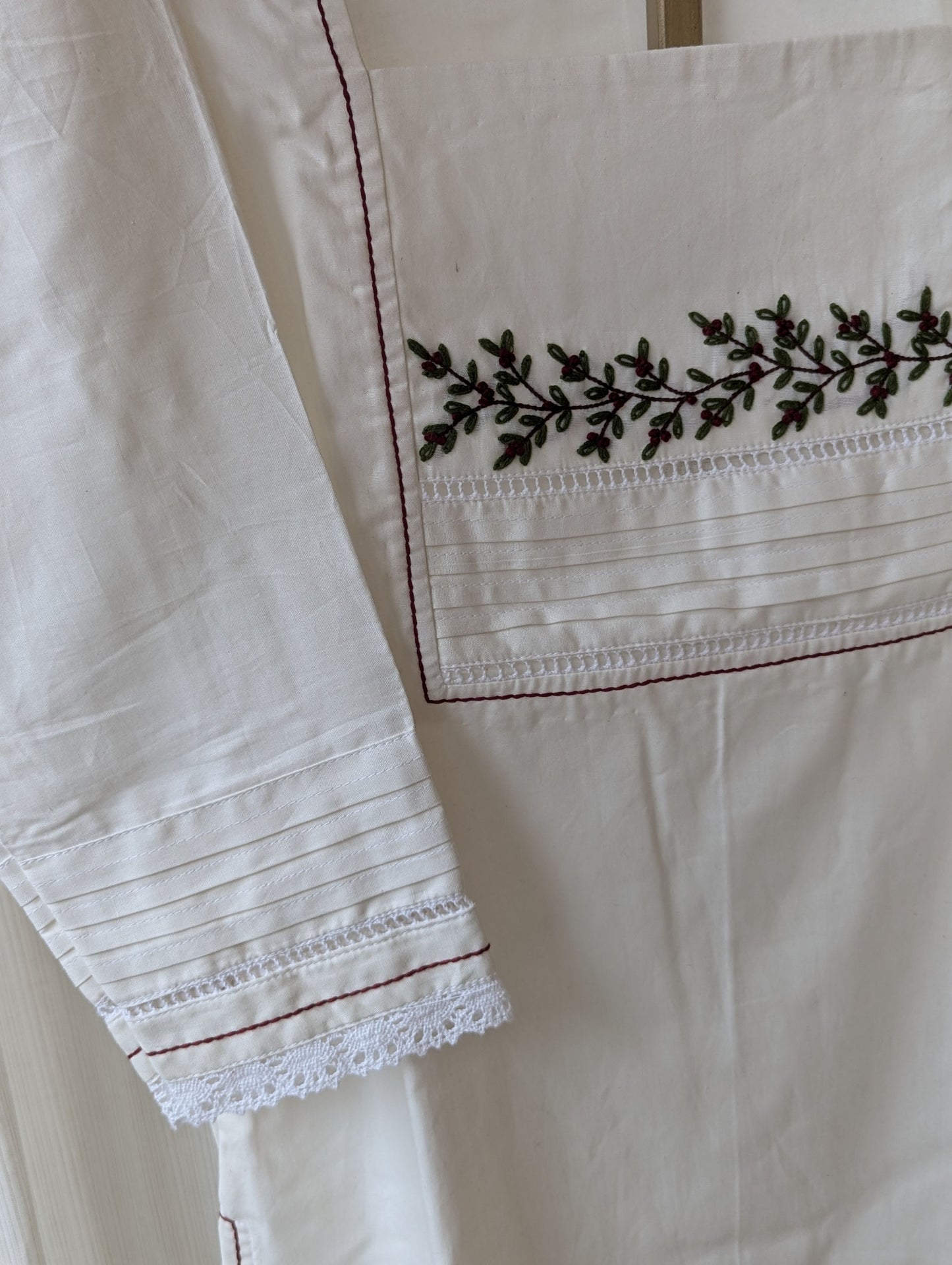 Cotton White Hand Work Kurti