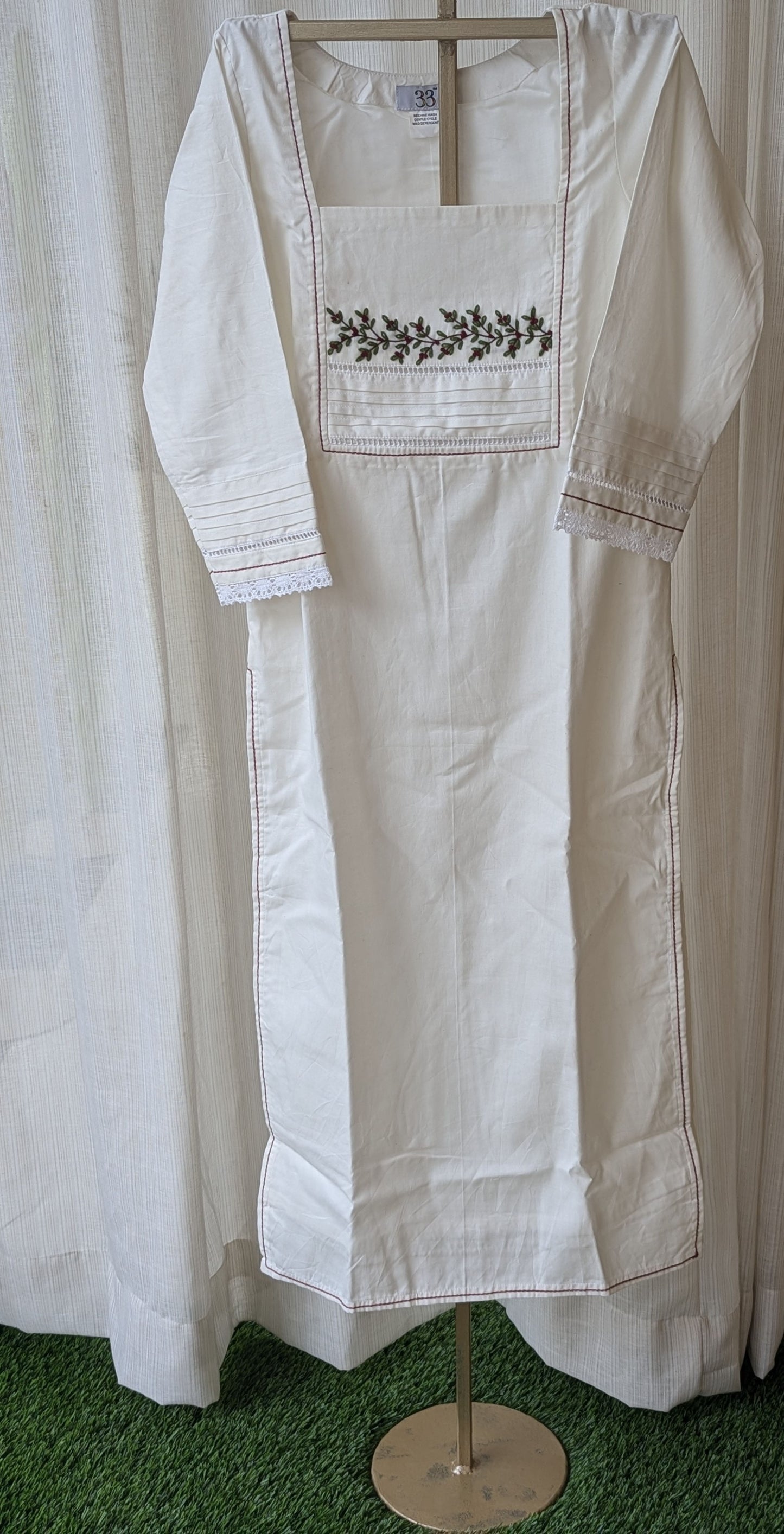 Cotton White Hand Work Kurti