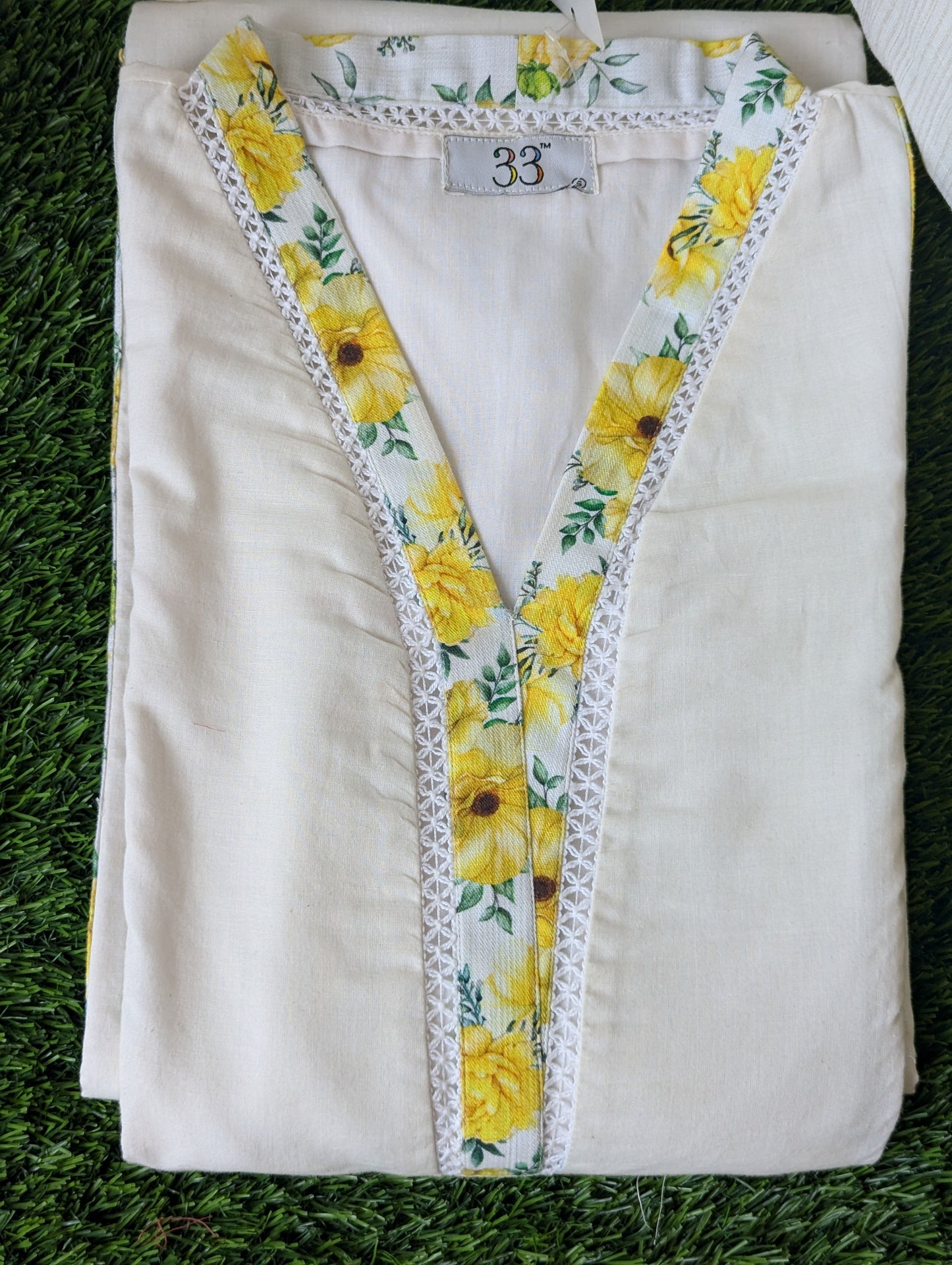 Mul Cotton Yellow Border Kurti