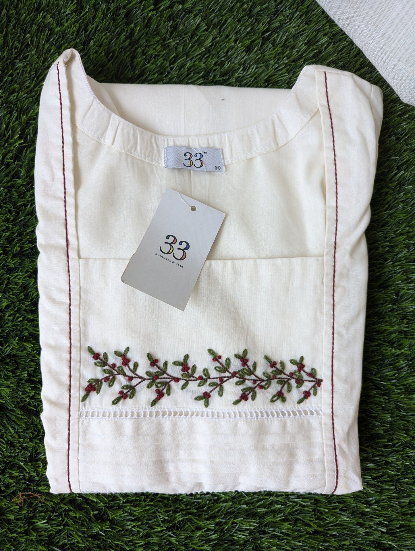 Cotton White Hand Work Kurti