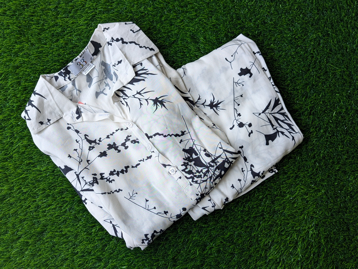 Black And White Rayon Co-Ord Set