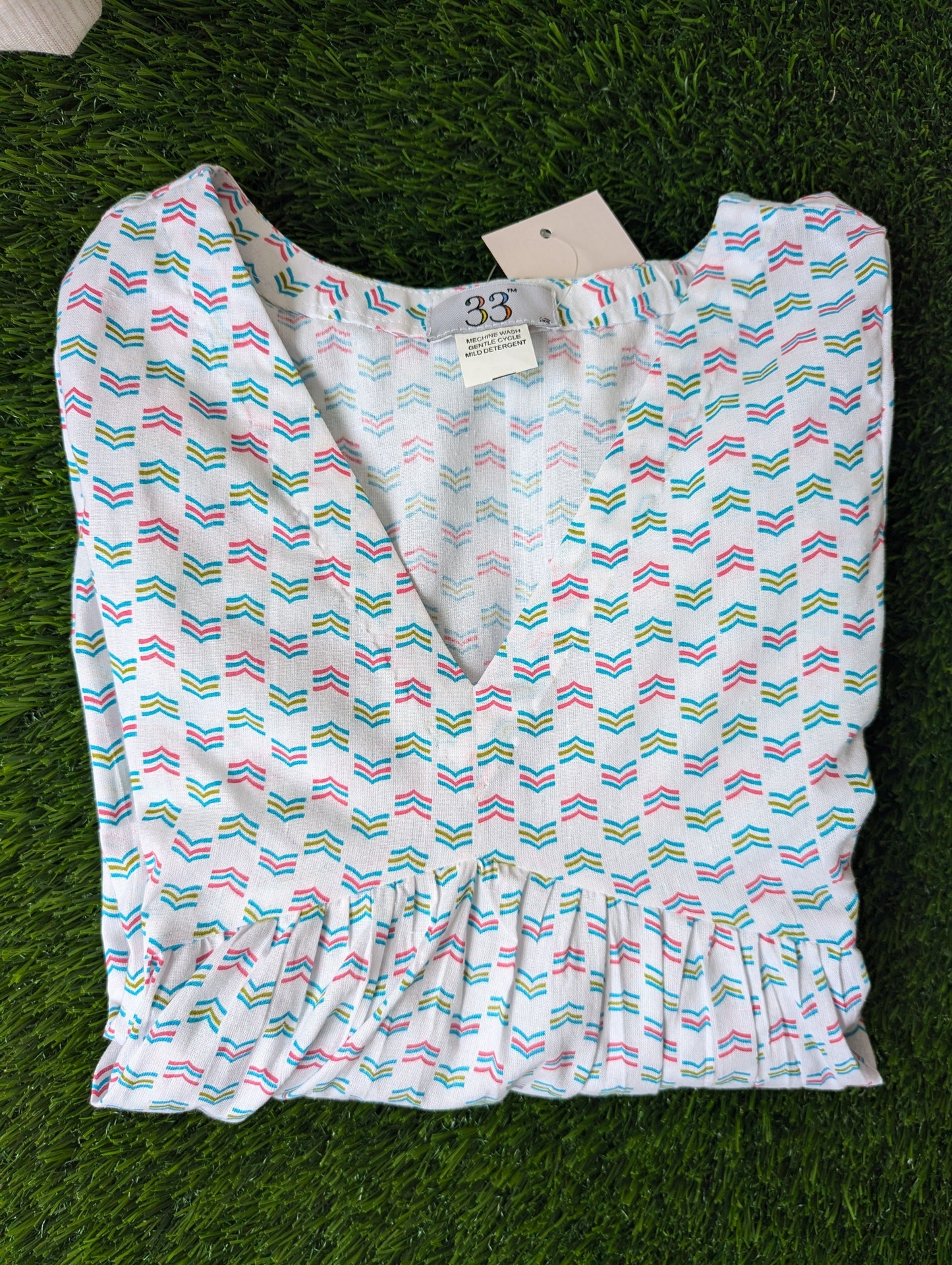 White And Blue Alia Cut Co-Ord Set