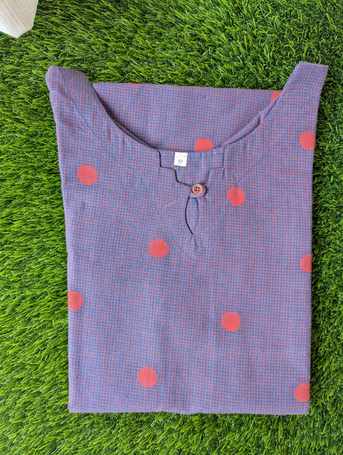 Dark Purple Cotton Check Kurta