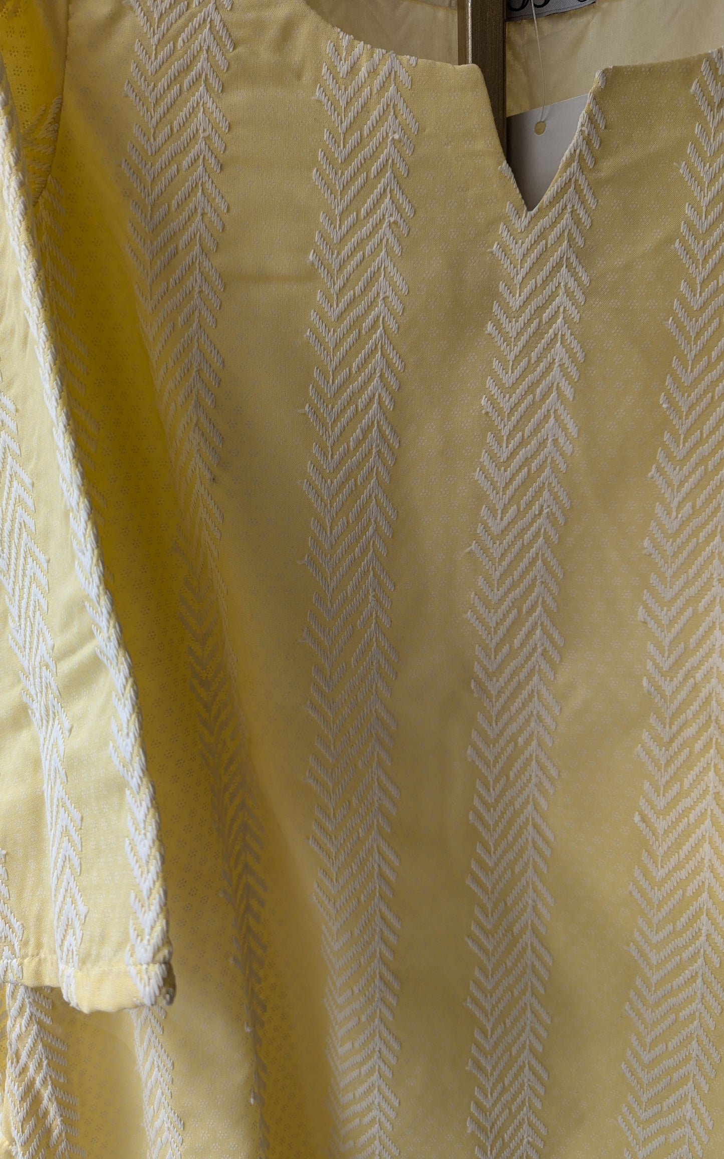 Pastel Yellow Stripe Kurti