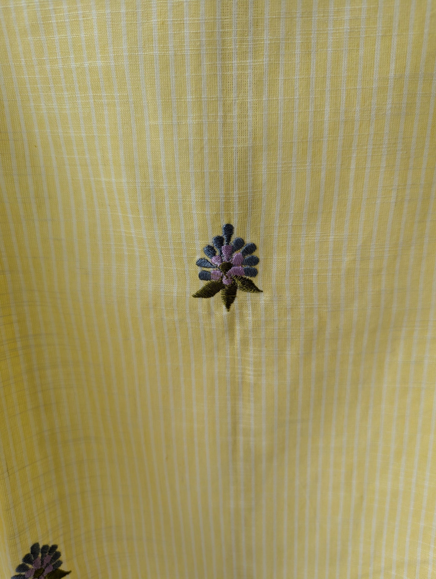 Handloom Cotton Yellow Embroidery Kurti