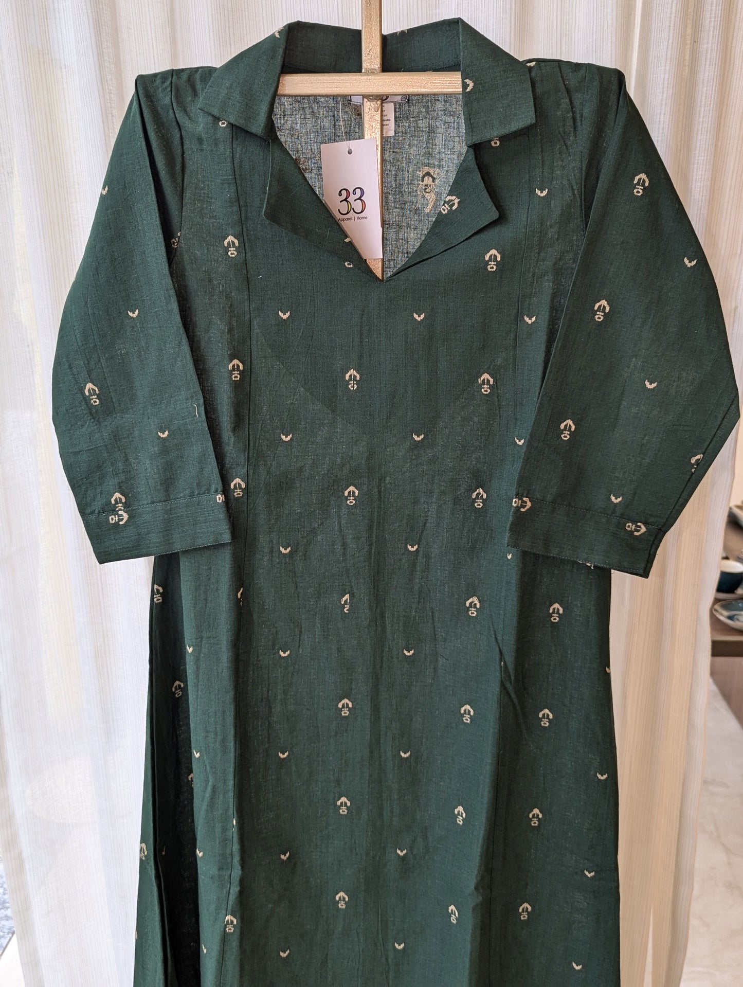 Bottle Green Cotton Aline Kurti
