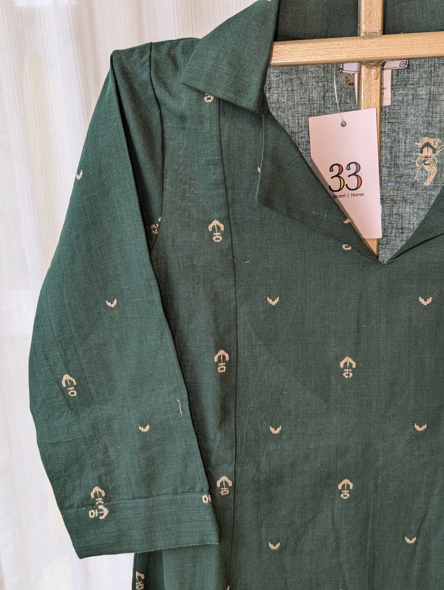 Bottle Green Cotton Aline Kurti