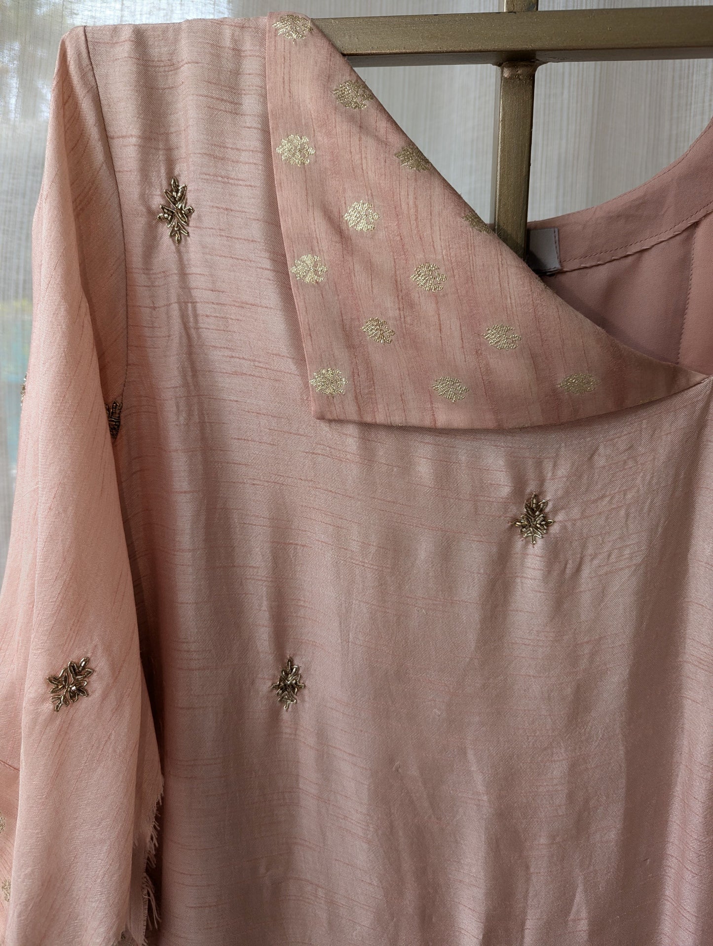 Dola Silk Peach Semi Party Wear Aline Top