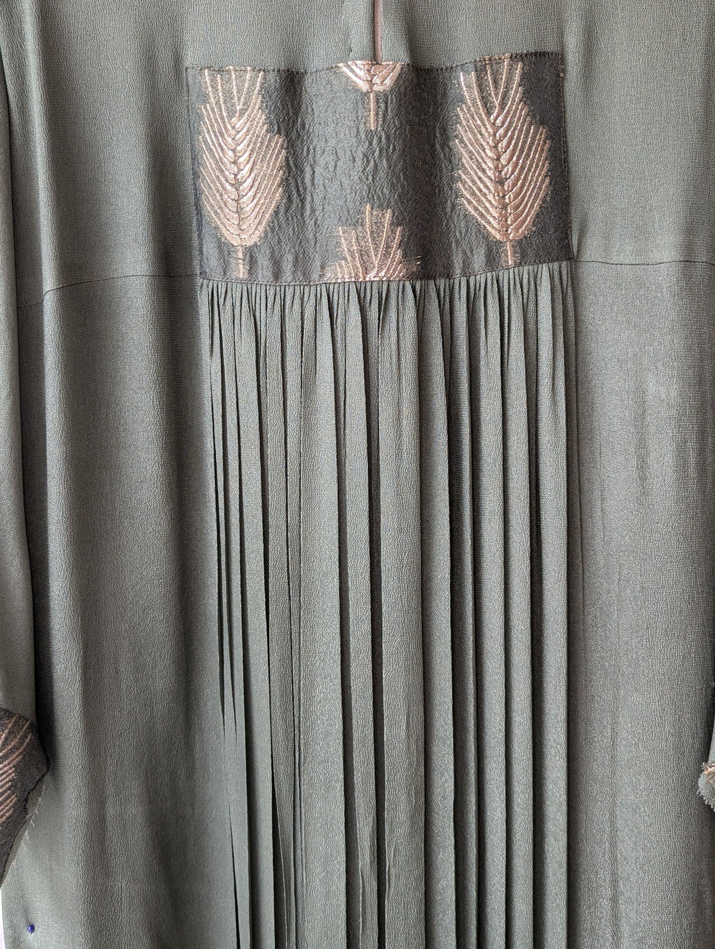 Olive Green Crepe Georgete Semi Partywear Dress
