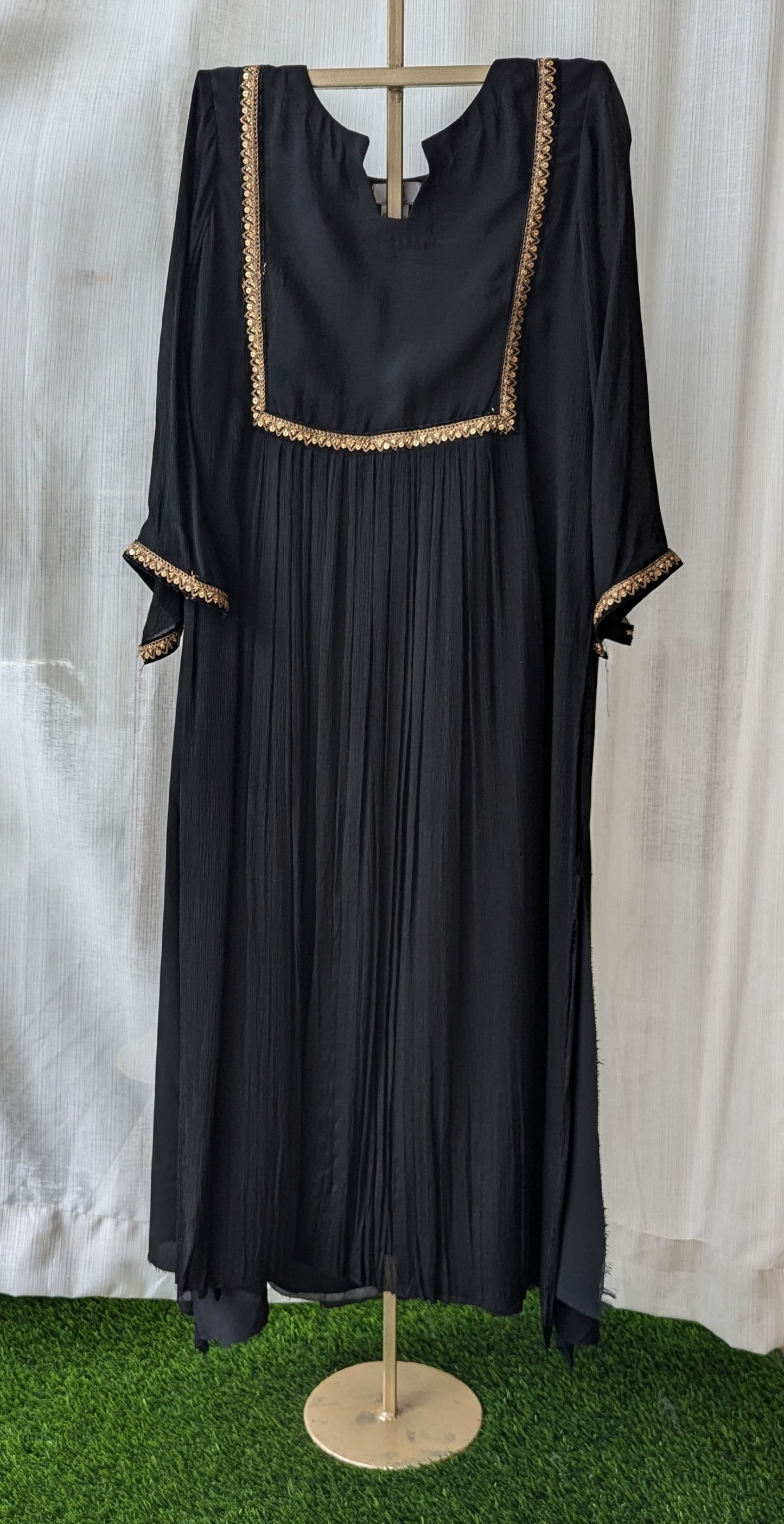 Chinon Semi Partywear Black lace kurti