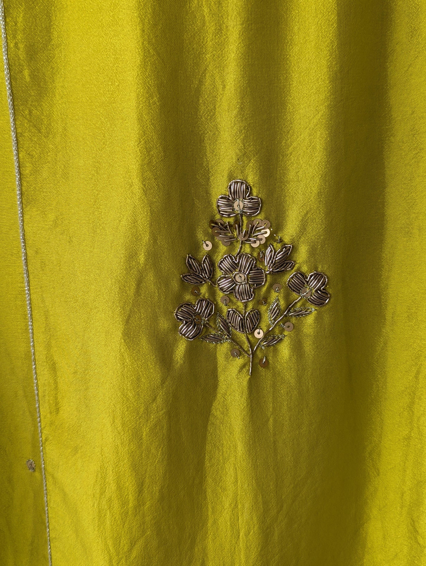 Uppada Silk Hand Work Green Semi Party Wear Top