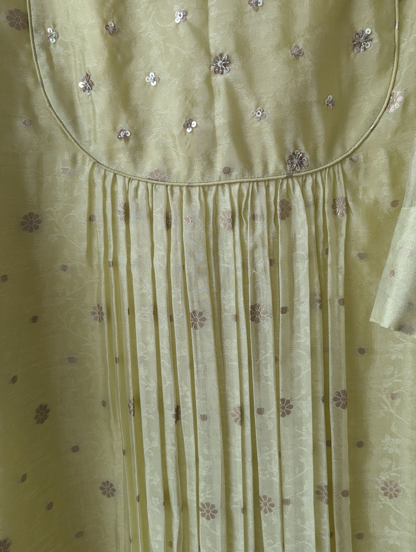 German Tissue Butta Highlights Semi Party Wear Lemon green Top