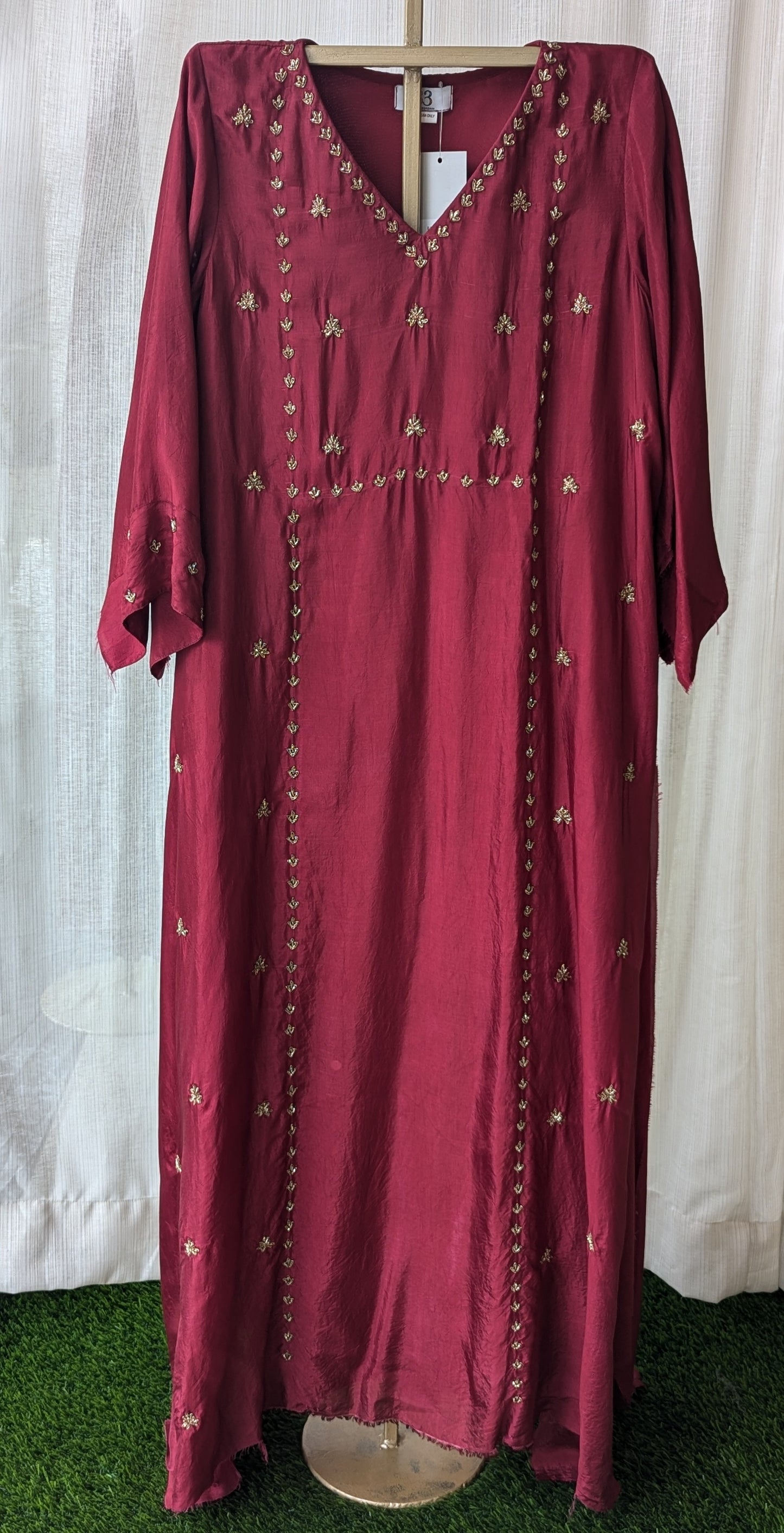 Uppada Red Semi Party Wear Hand Work Top