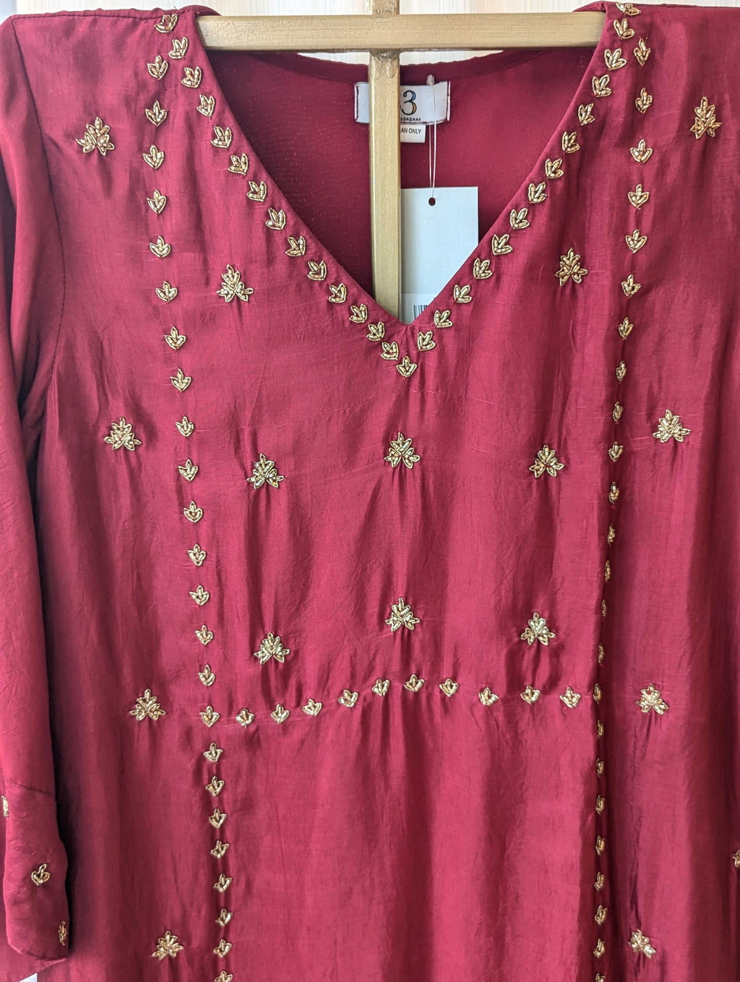 Uppada Red Semi Party Wear Hand Work Top