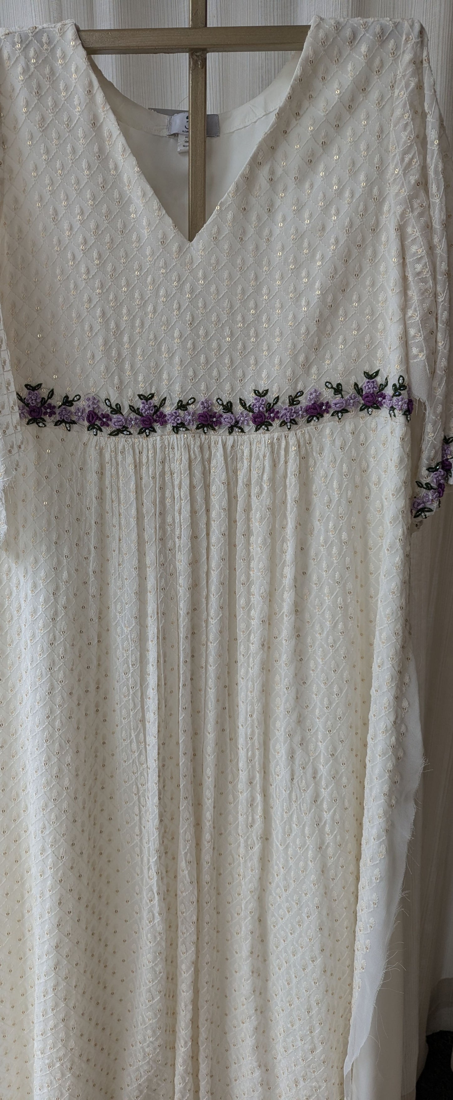 White Chikankari Hand Work Semi Party Wear Top